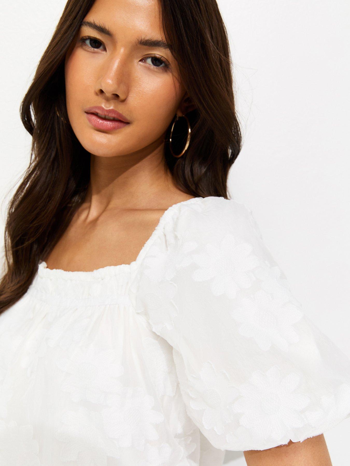 New Look Daisy Puff Sleeve Blouse - White | Very