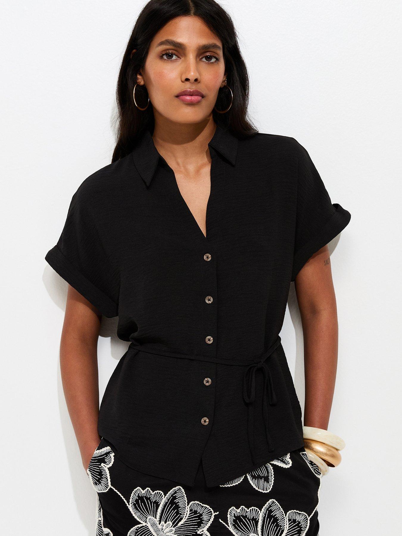 New Look Belted Short Sleeve Shirt - Black