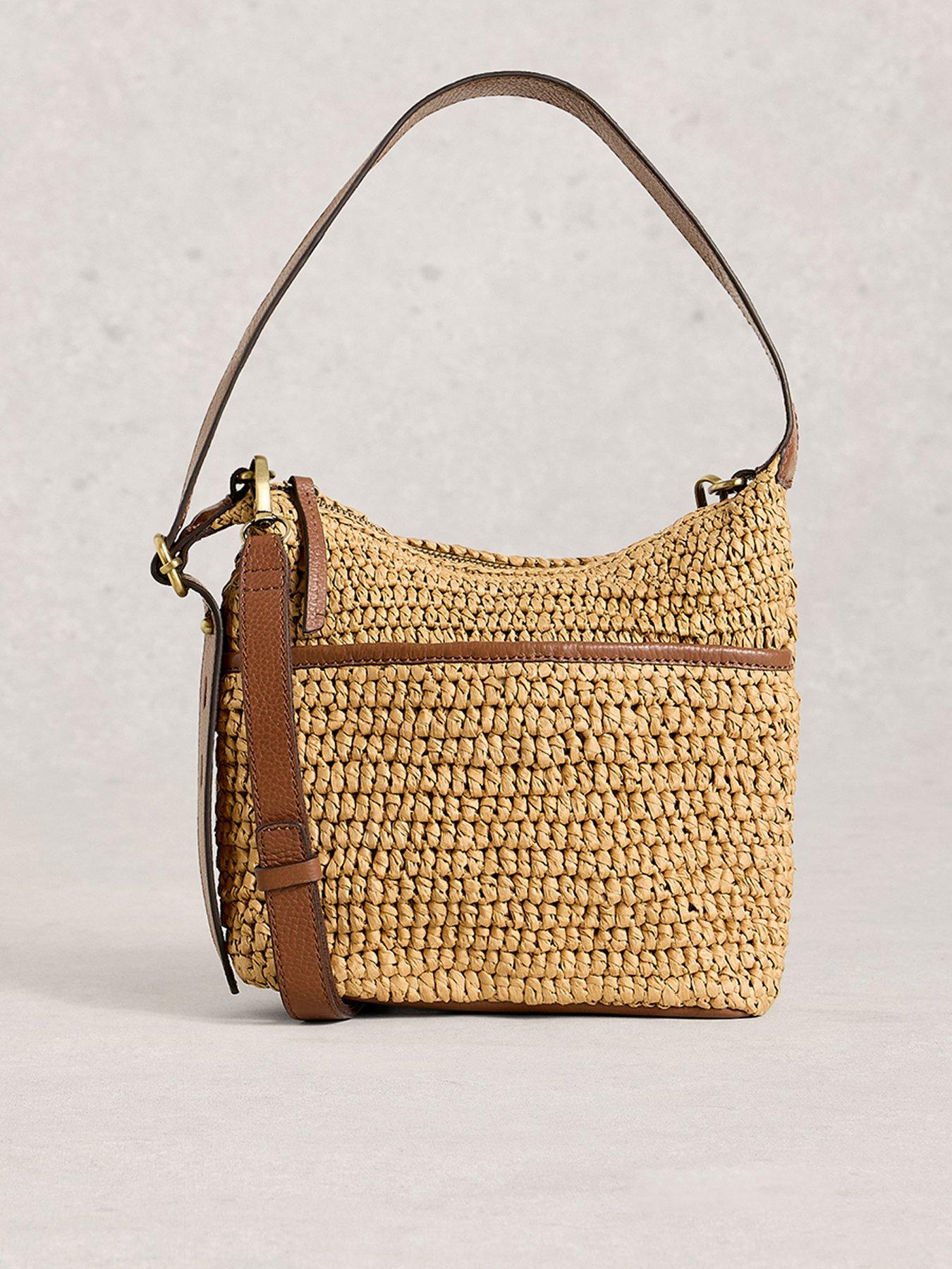 White Stuff Mini Sophia Raffia Crossbody - Brown