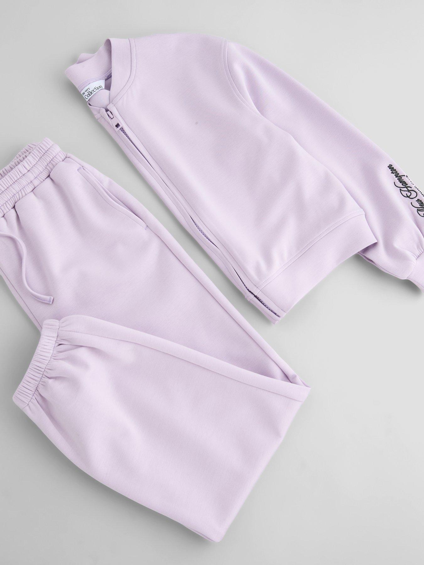 Image 3 of 6 of The Very Collection Girls Soft Touch Zip Up Jogger Set (3 - 16 years) - Purple
