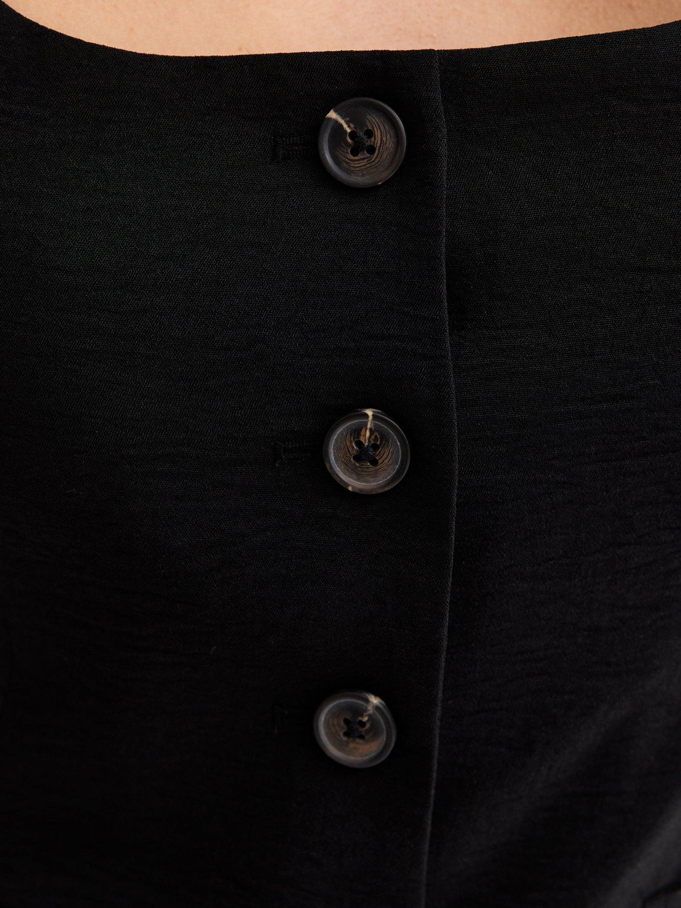 Image 6 of 6 of New Look Scoop Neck Button Up Waistcoat - Black
