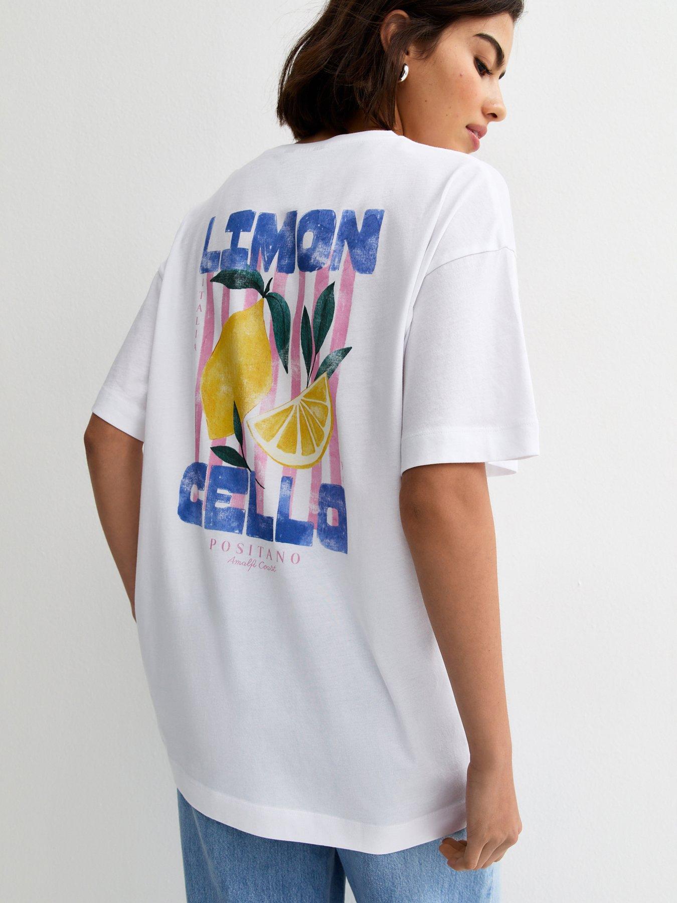 New Look White Limoncello Print Oversized T-shirt