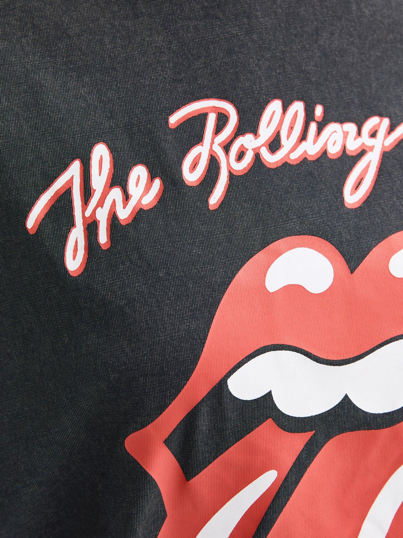 Image 5 of 5 of New Look Rolling Stones Lips Print Oversized T-Shirt - Dark Grey