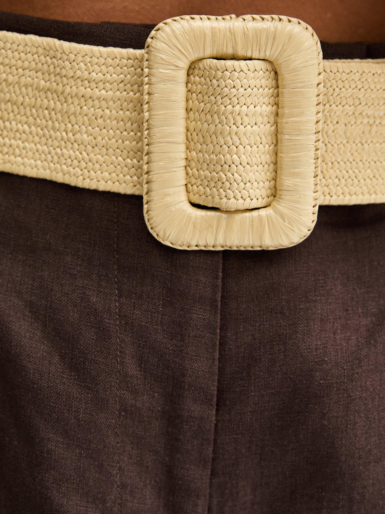 Image 5 of 5 of New Look Linen Blend Belted Shorts - Dark Brown