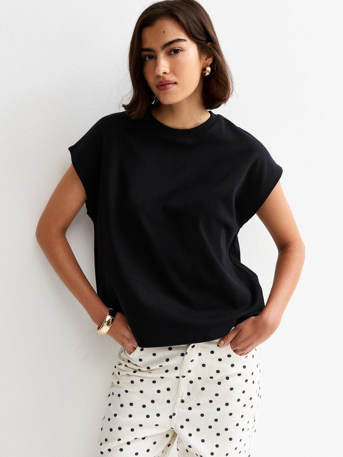 New Look Grown On Sleeve Premium Heavyweight Cotton T-Shirt - Black