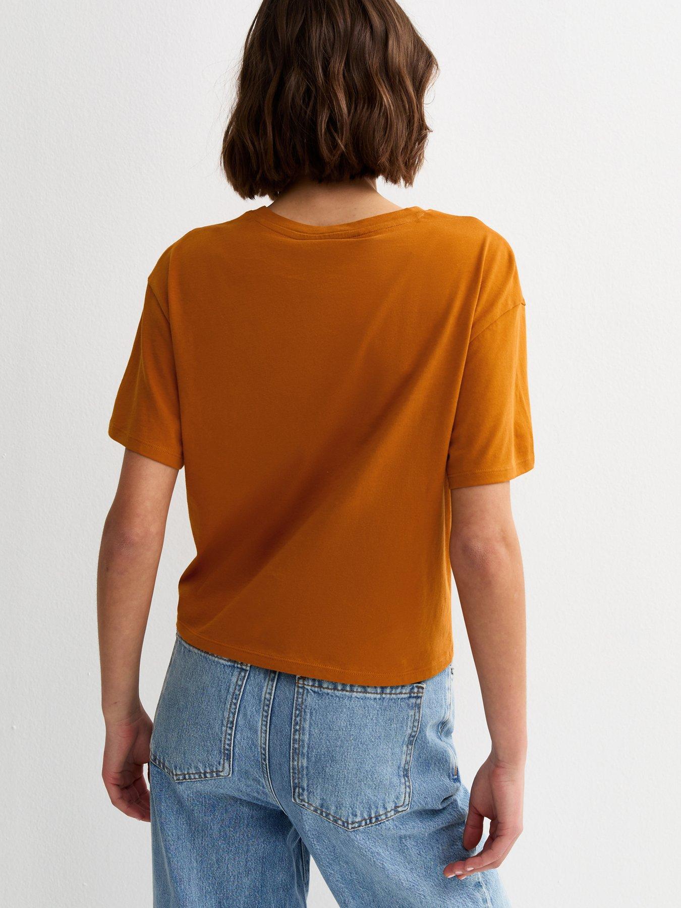 Image 2 of 5 of New Look Orange Cotton Tie Front T-shirt
