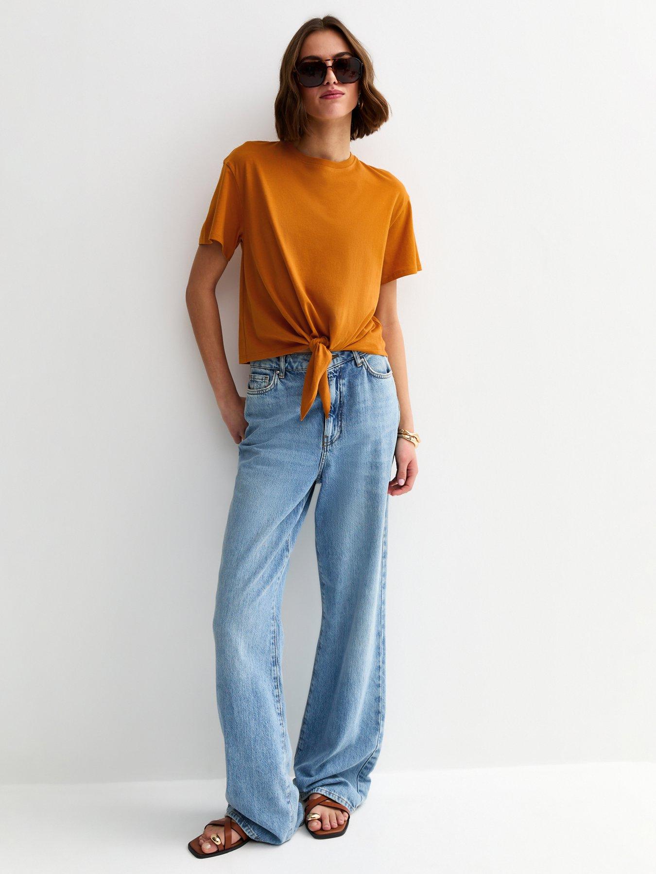 Image 3 of 5 of New Look Orange Cotton Tie Front T-shirt