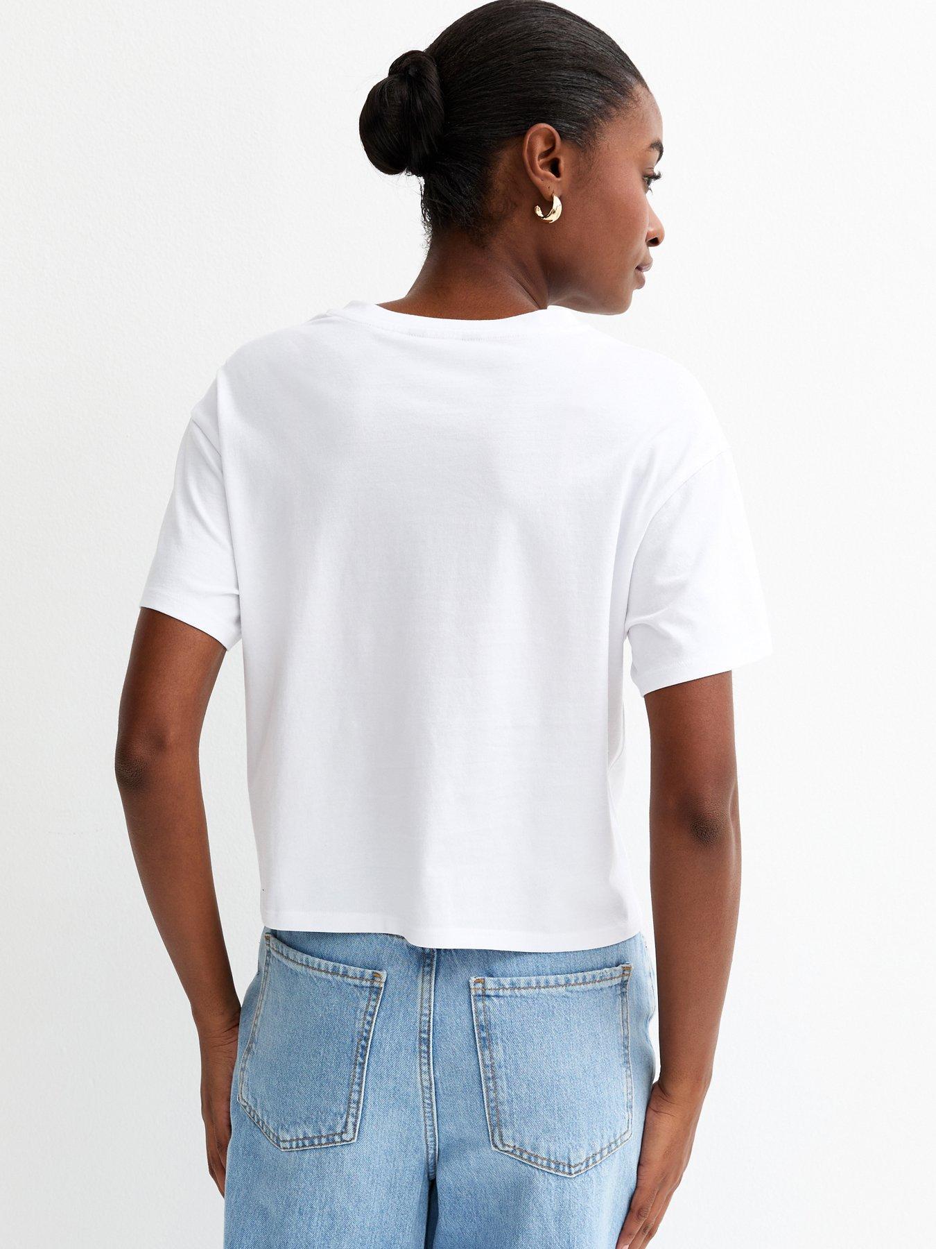 Image 2 of 5 of New Look White Cotton Tie Front T-shirt