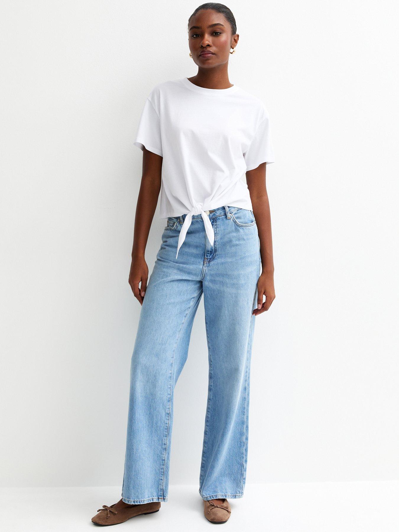 Image 3 of 5 of New Look White Cotton Tie Front T-shirt