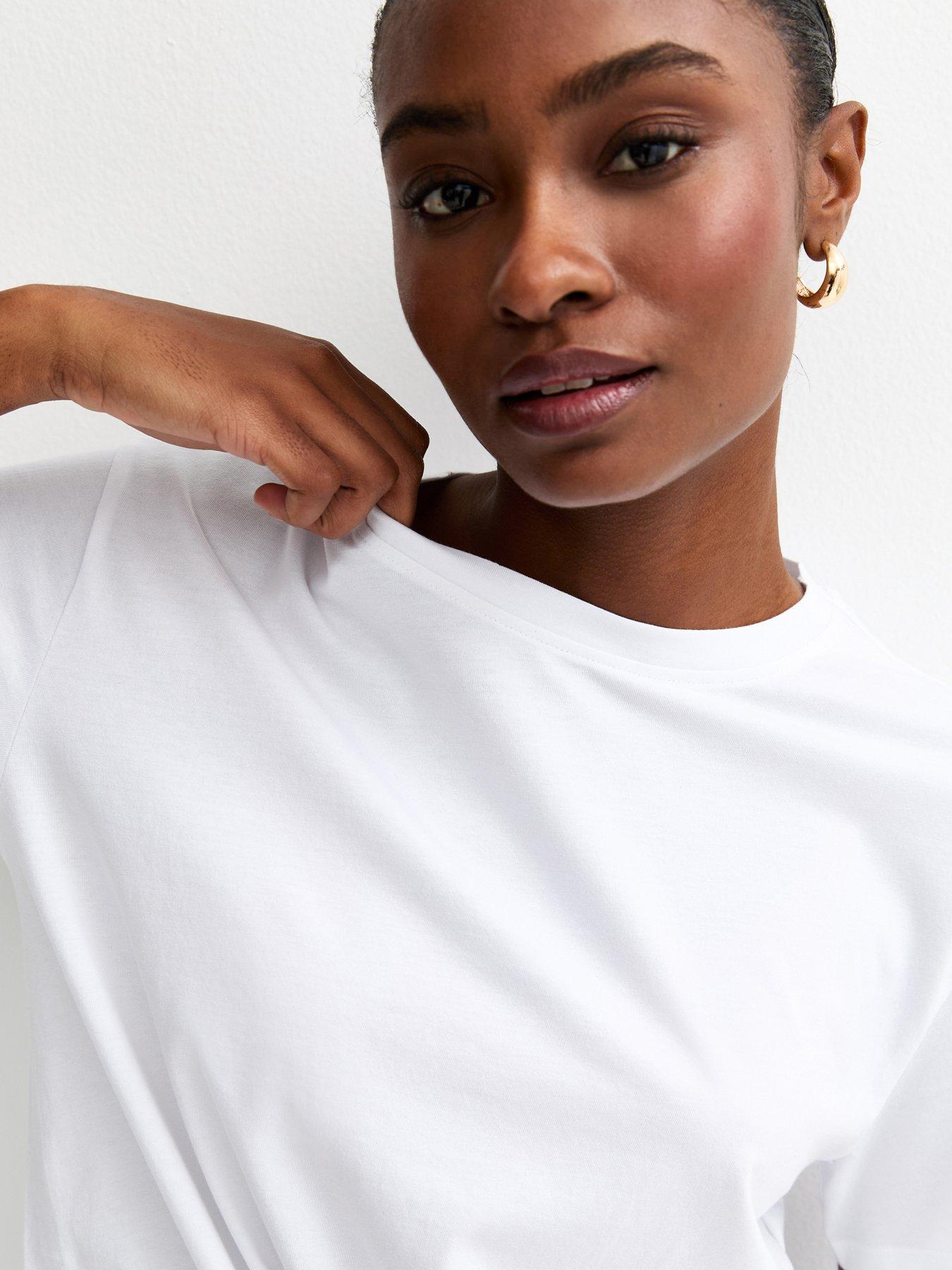 Image 4 of 5 of New Look White Cotton Tie Front T-shirt