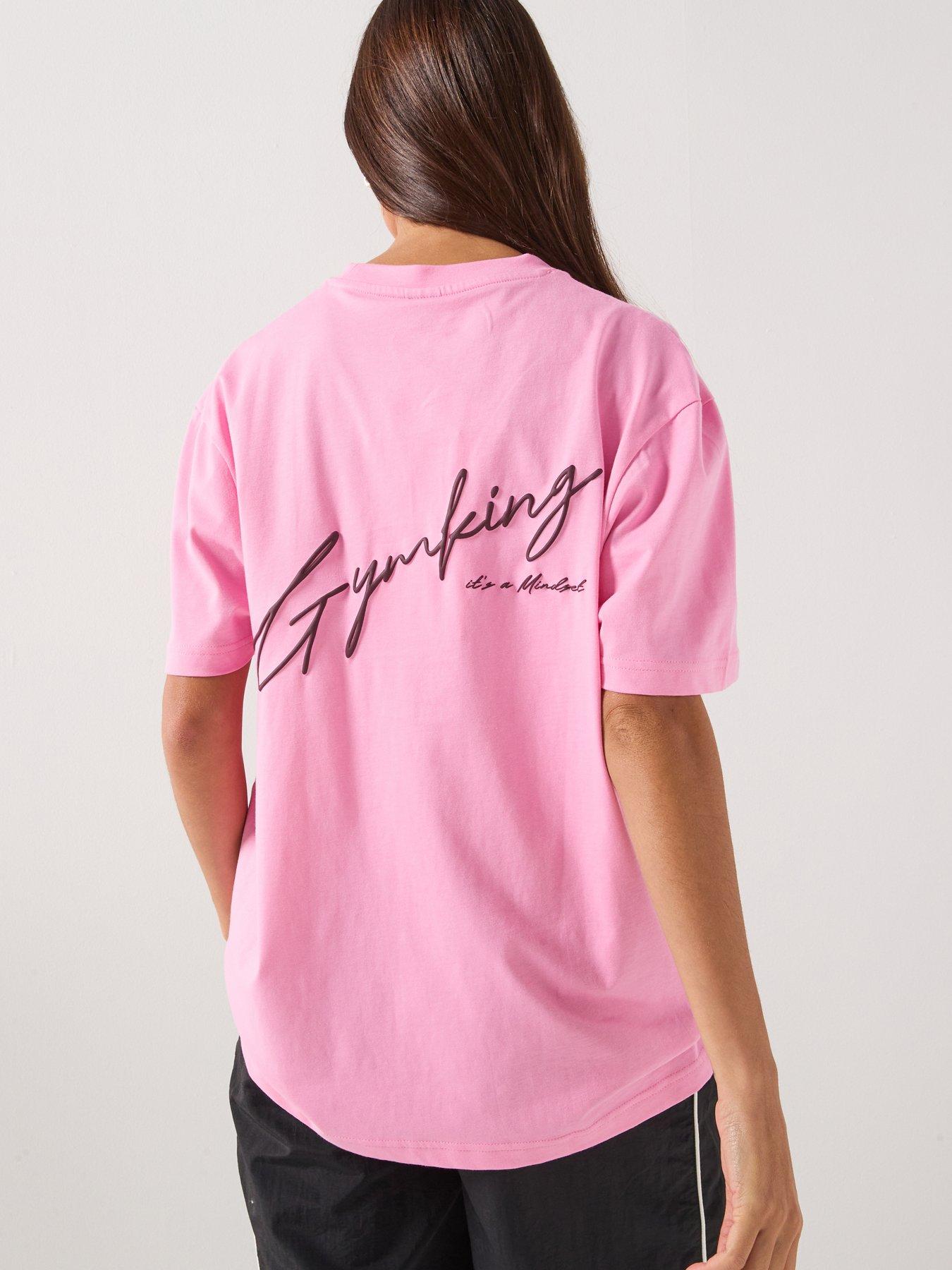 Gym King Womens Script Mindset Boyfriend T-Shirt - Pink