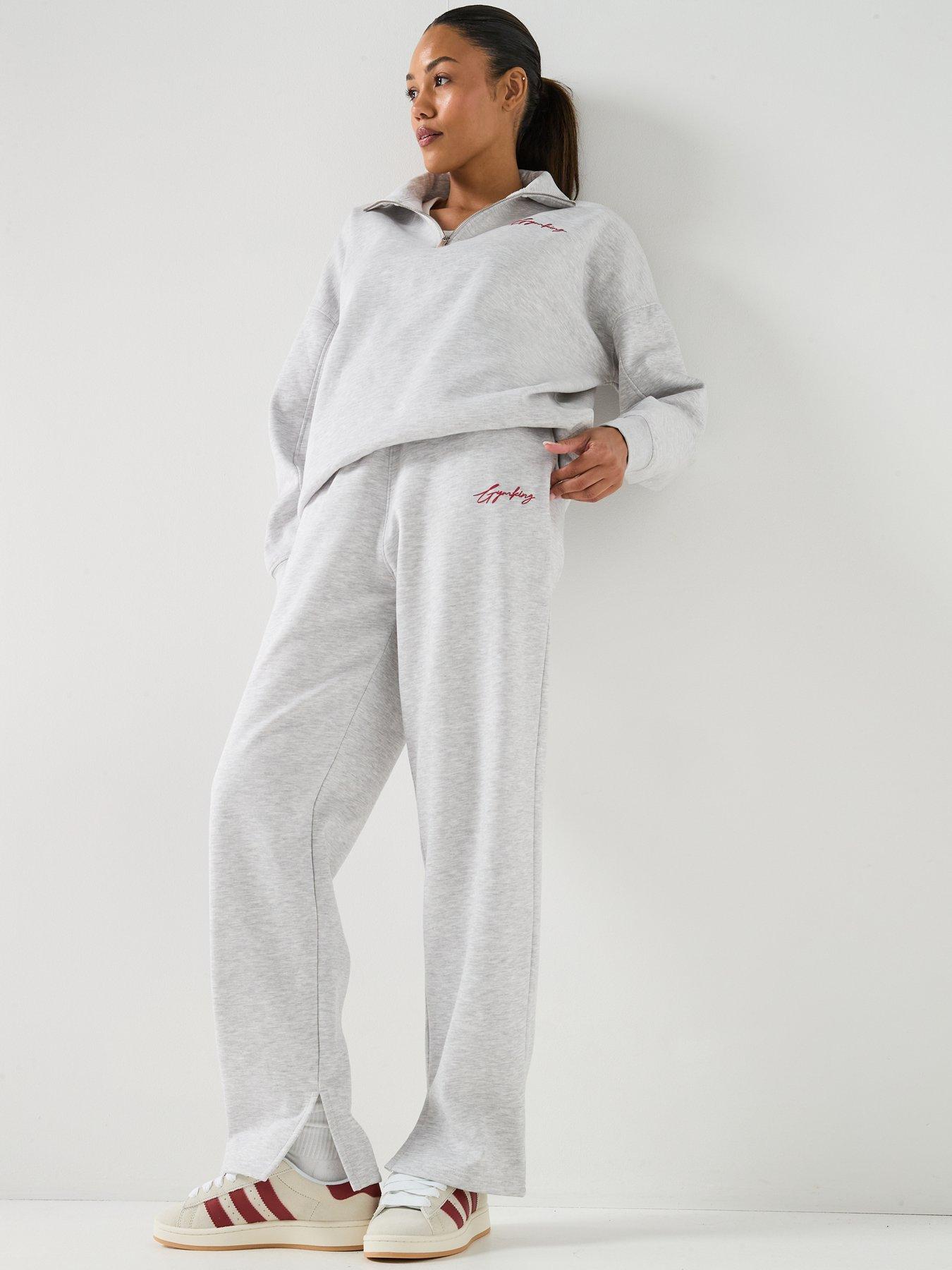 Image 3 of 6 of Gym King Womens Script Mindset 1/4 Zip Funnel Neck Sweatshirt - Grey