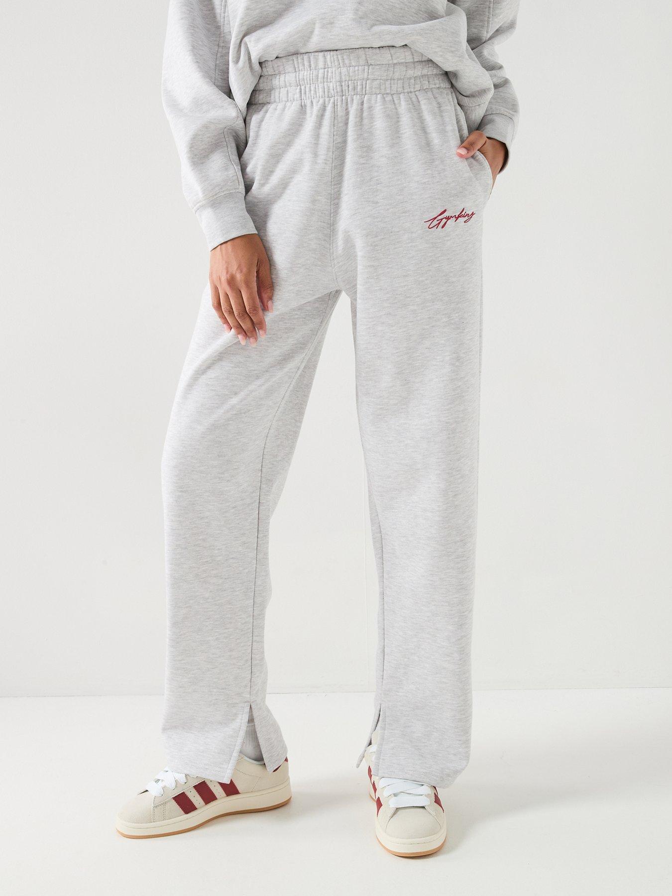 Gym King Womens Script Mindset Straight Leg Joggers - Grey