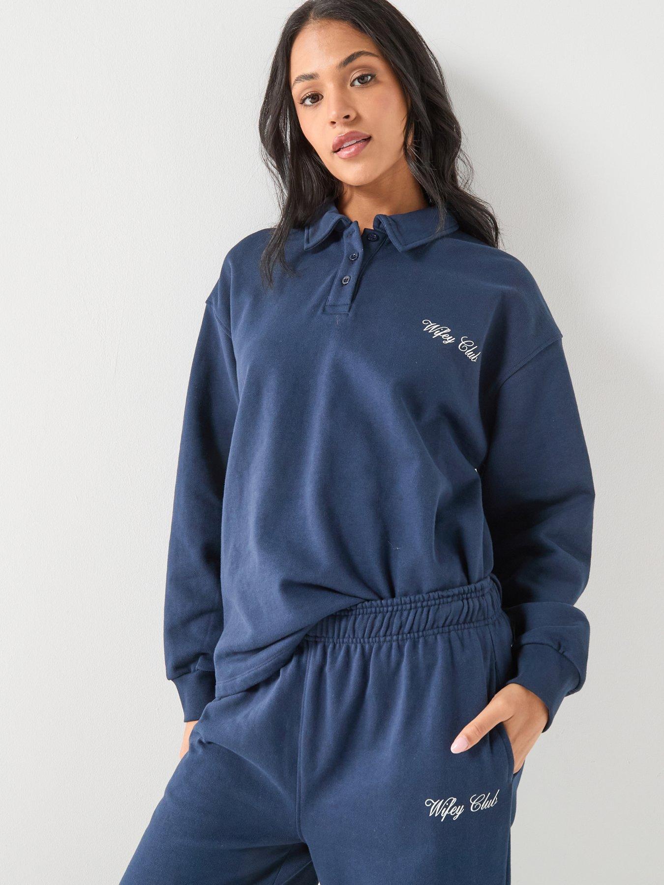 Six Stories: Wifey Club Polo Top - Navy