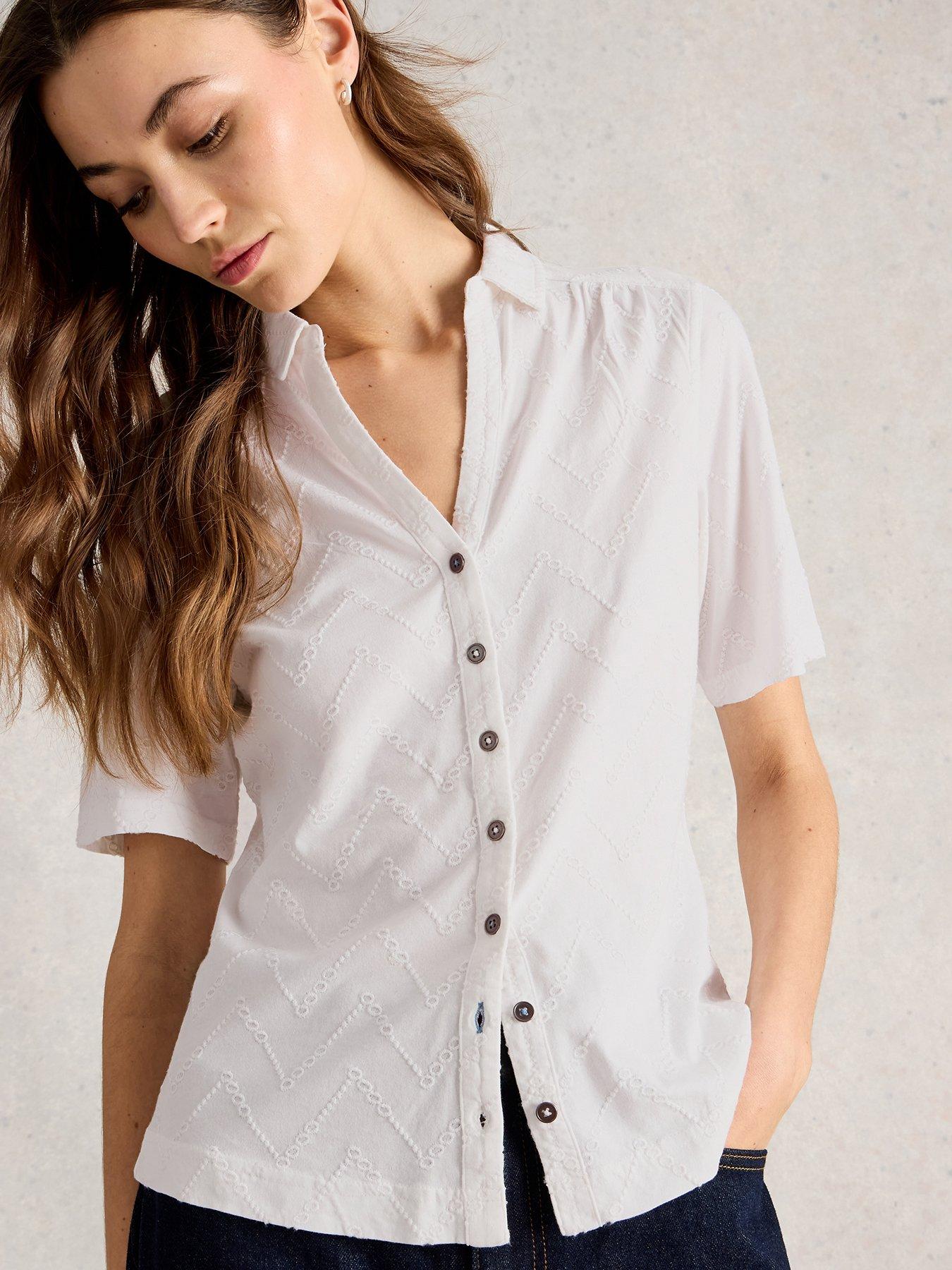 White Stuff Annie Short Sleeve Broderie Shirt - White