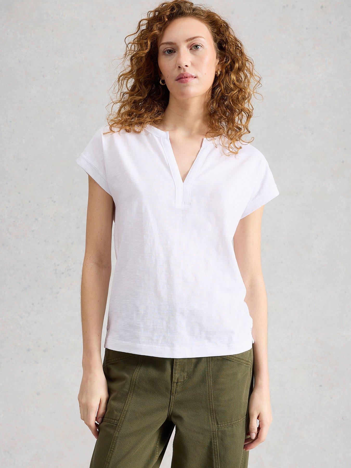 White Stuff Nina Notch Neck T-Shirt - White