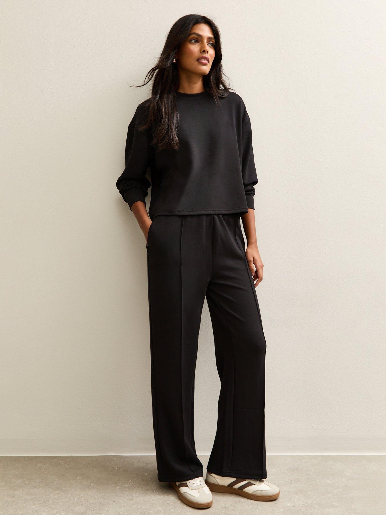 Image 1 of 5 of New Look Black Elasticated Waist Premium Wide Leg Joggers