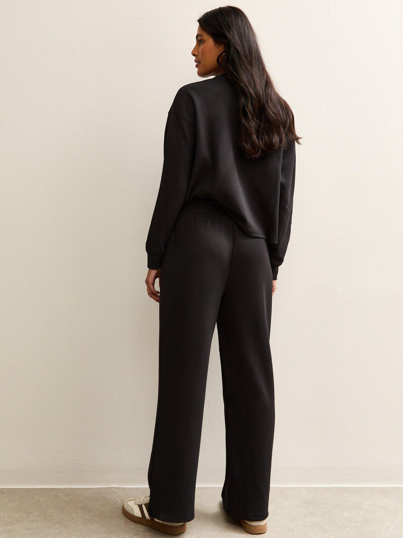 Image 2 of 5 of New Look Black Elasticated Waist Premium Wide Leg Joggers