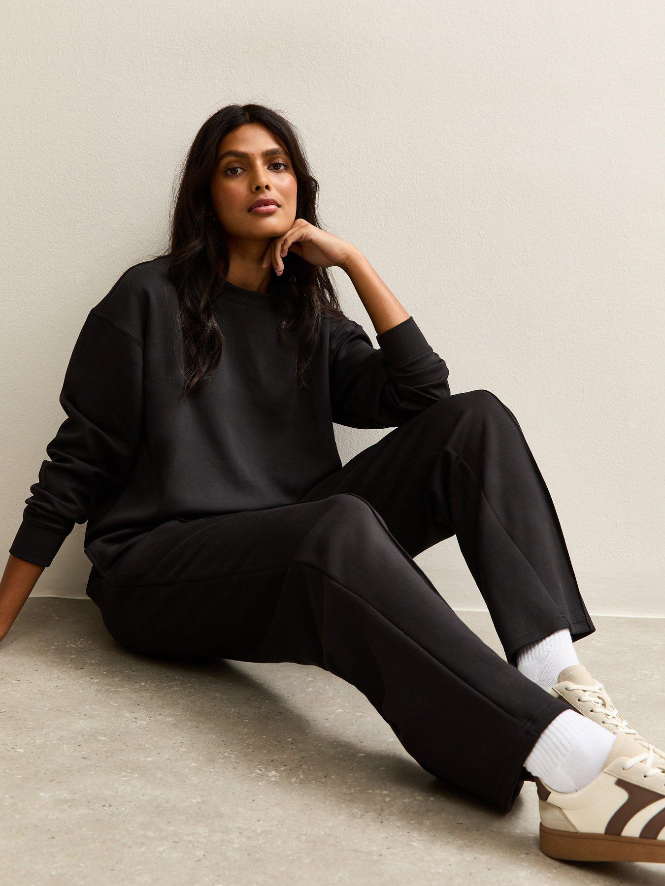Image 4 of 5 of New Look Black Elasticated Waist Premium Wide Leg Joggers