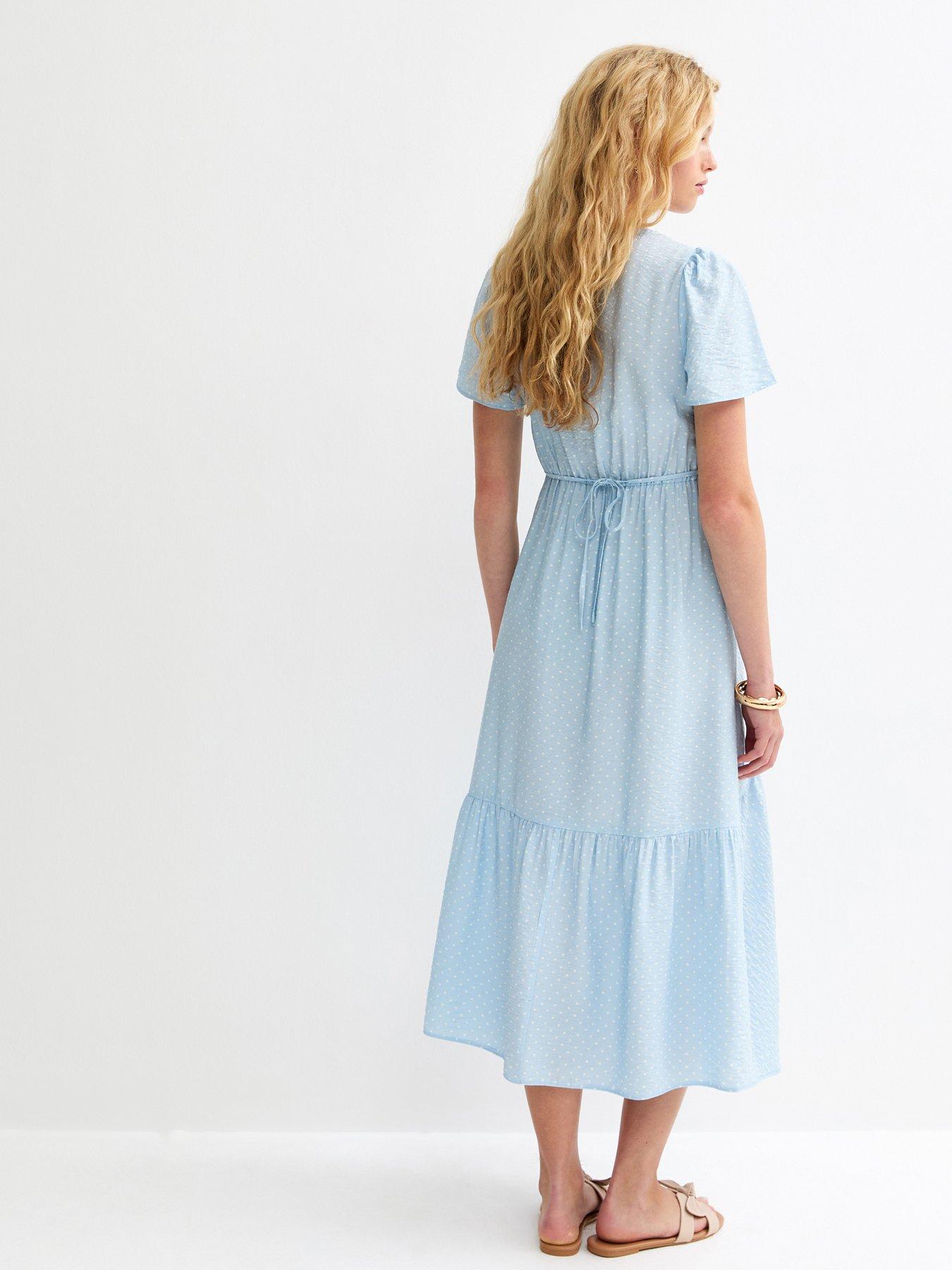 New Look Polka Dot Tiered Midi Tea Dress - Blue | Very