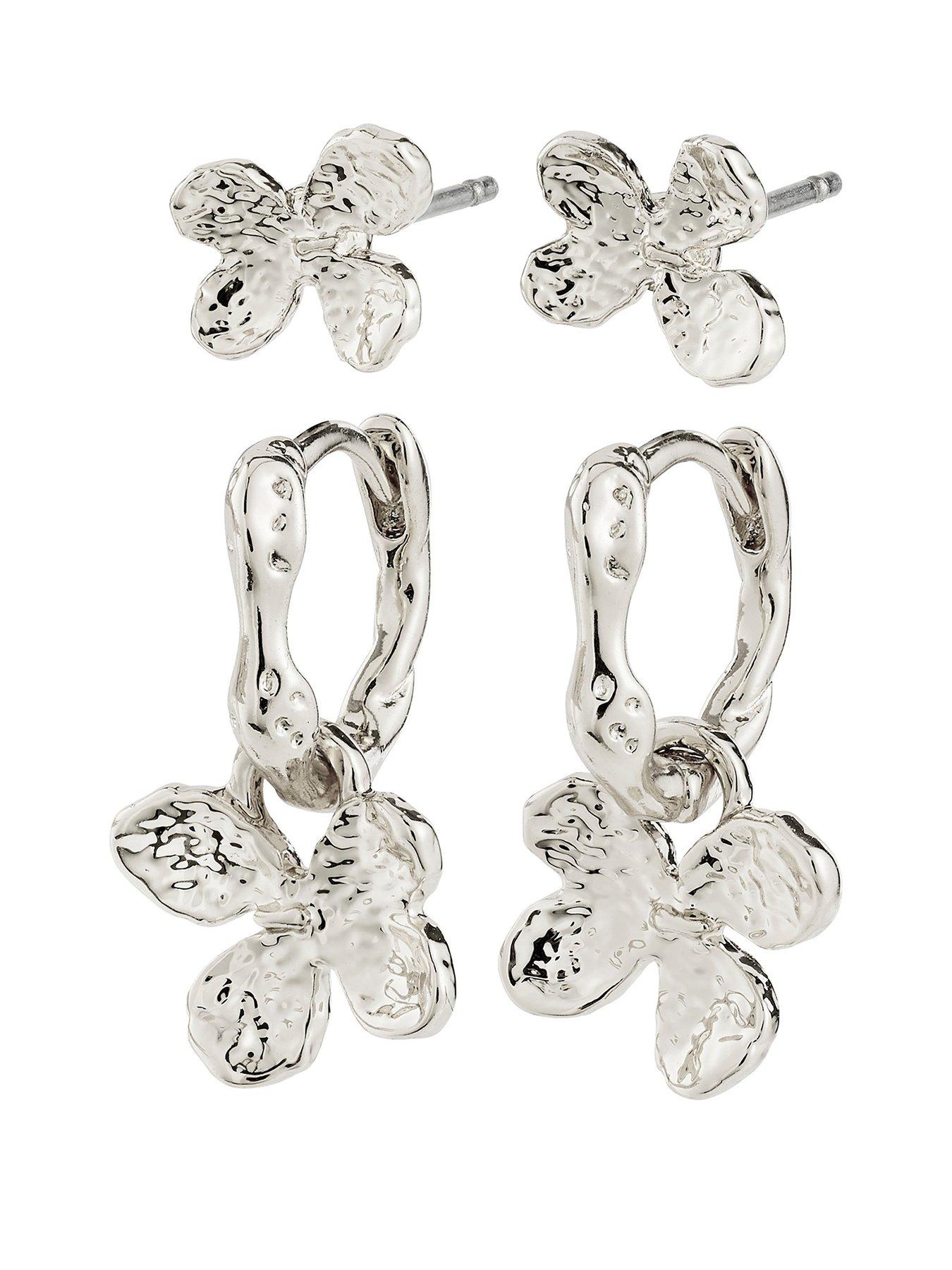 Pilgrim AJANI earrings 2-in-1 set, silver-plated
