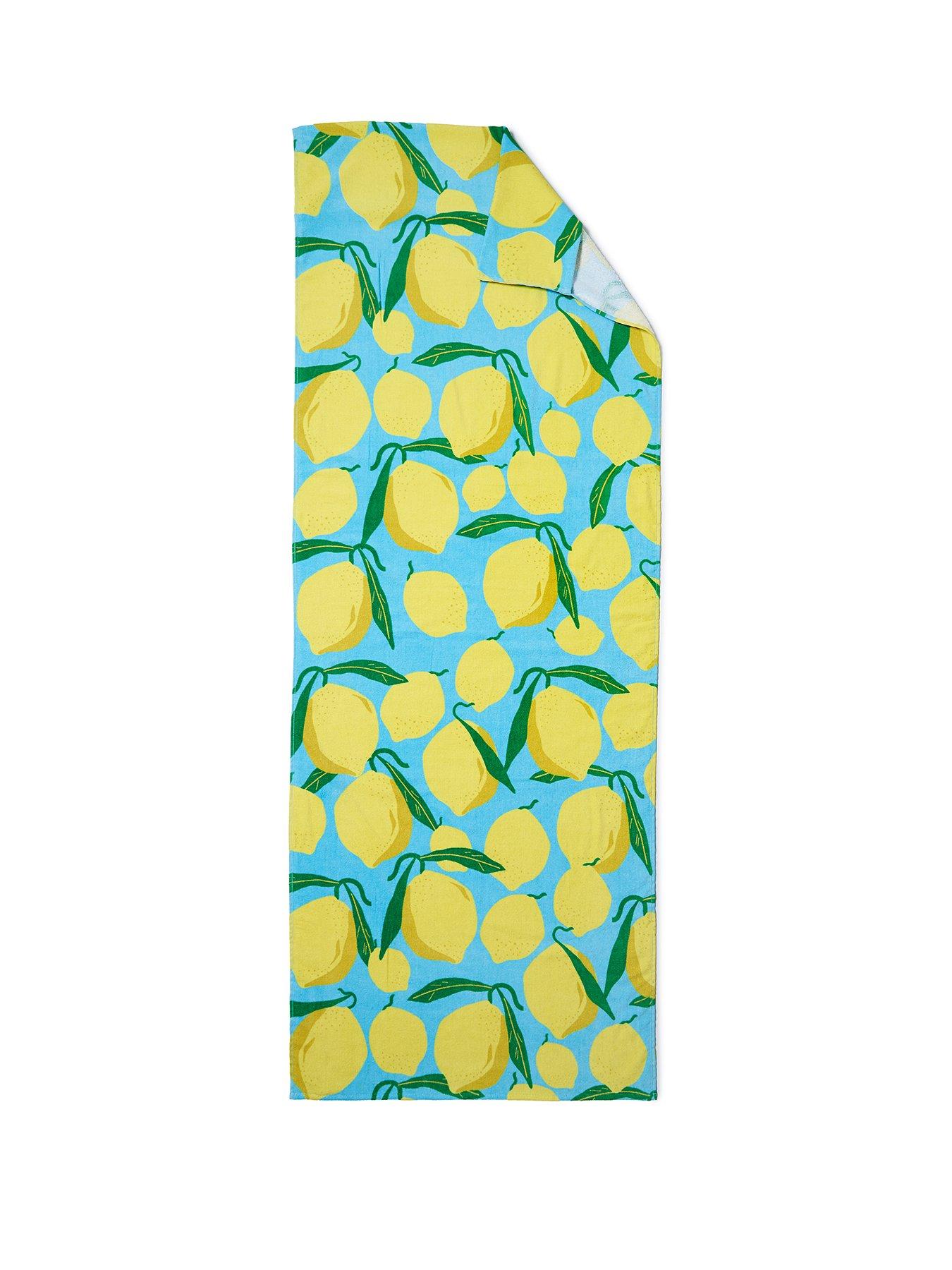 Image 2 of 4 of Catherine Lansfield Lemons Lounger 100% Cotton Sun Lounger Towel Aqua