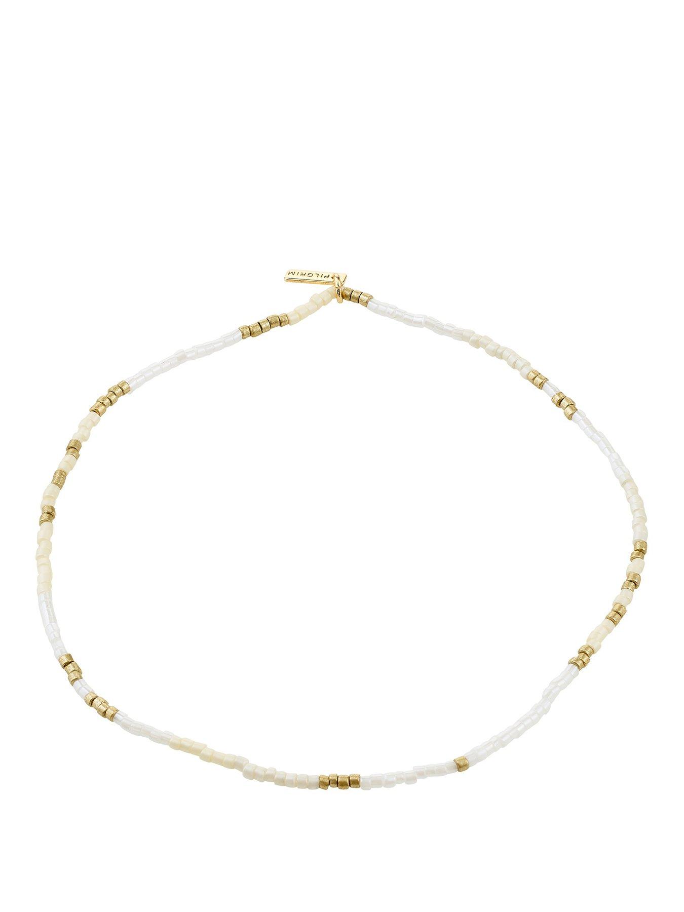 Pilgrim ALISON ankle chain white, gold-plated