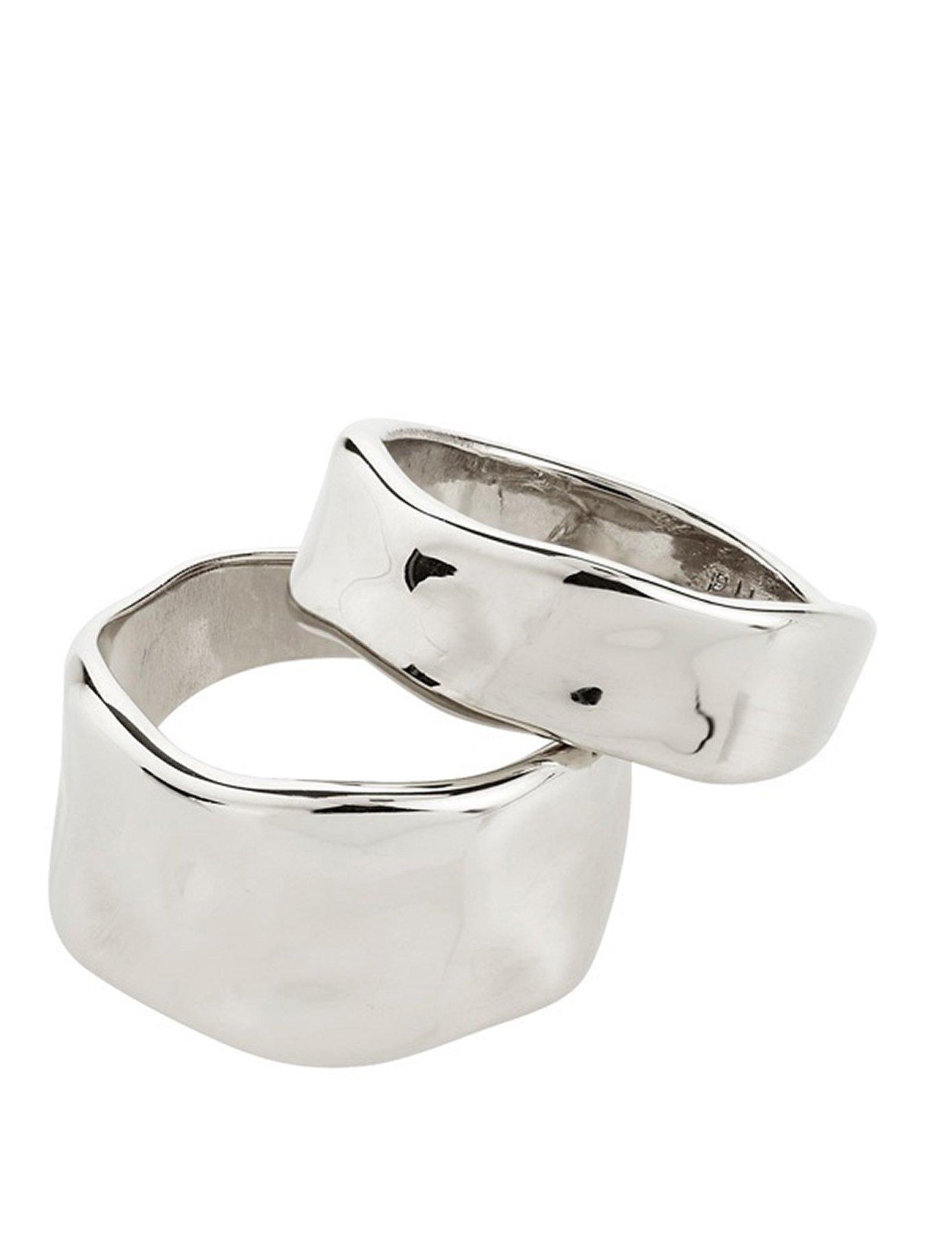 Pilgrim EMBER rings 2-in-1 set, silver-plated