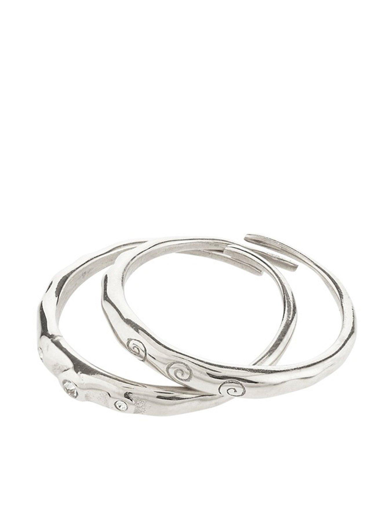 Pilgrim FIRE ring 2-in-1 set, silver-plated