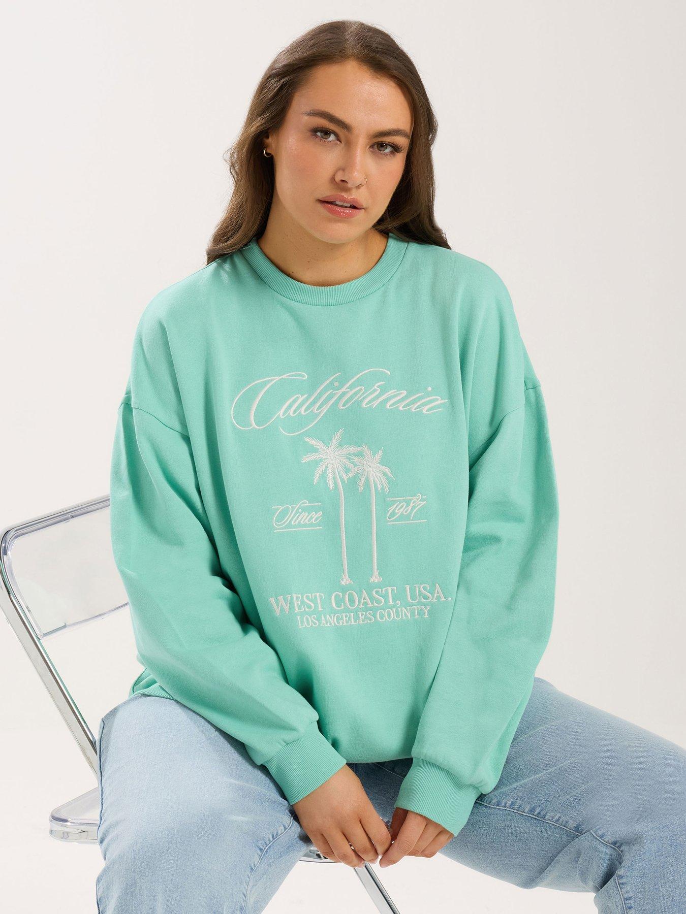 Image 1 of 5 of Yours Curve California Embroidery Sweatshirt