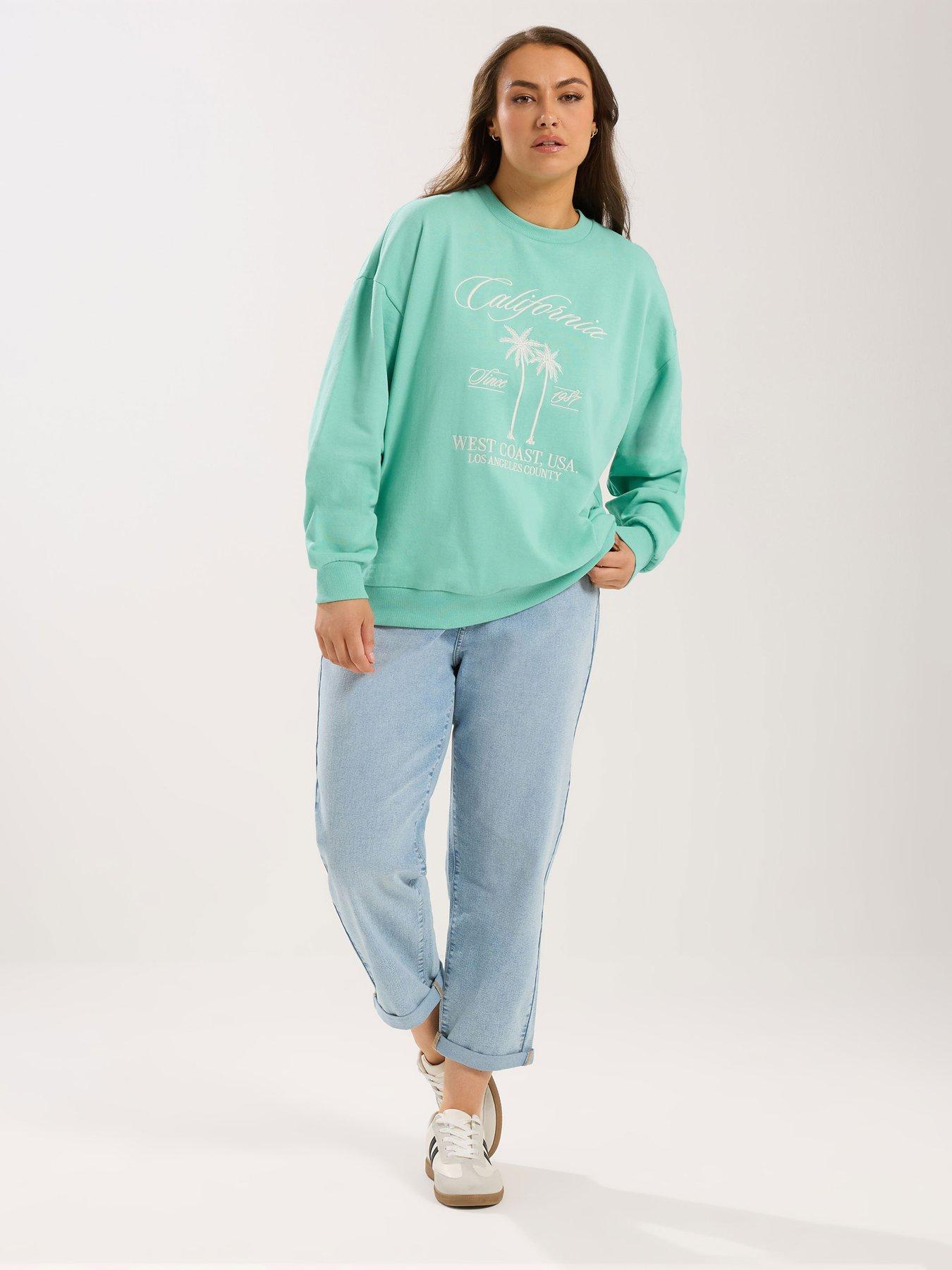 Image 3 of 5 of Yours Curve California Embroidery Sweatshirt