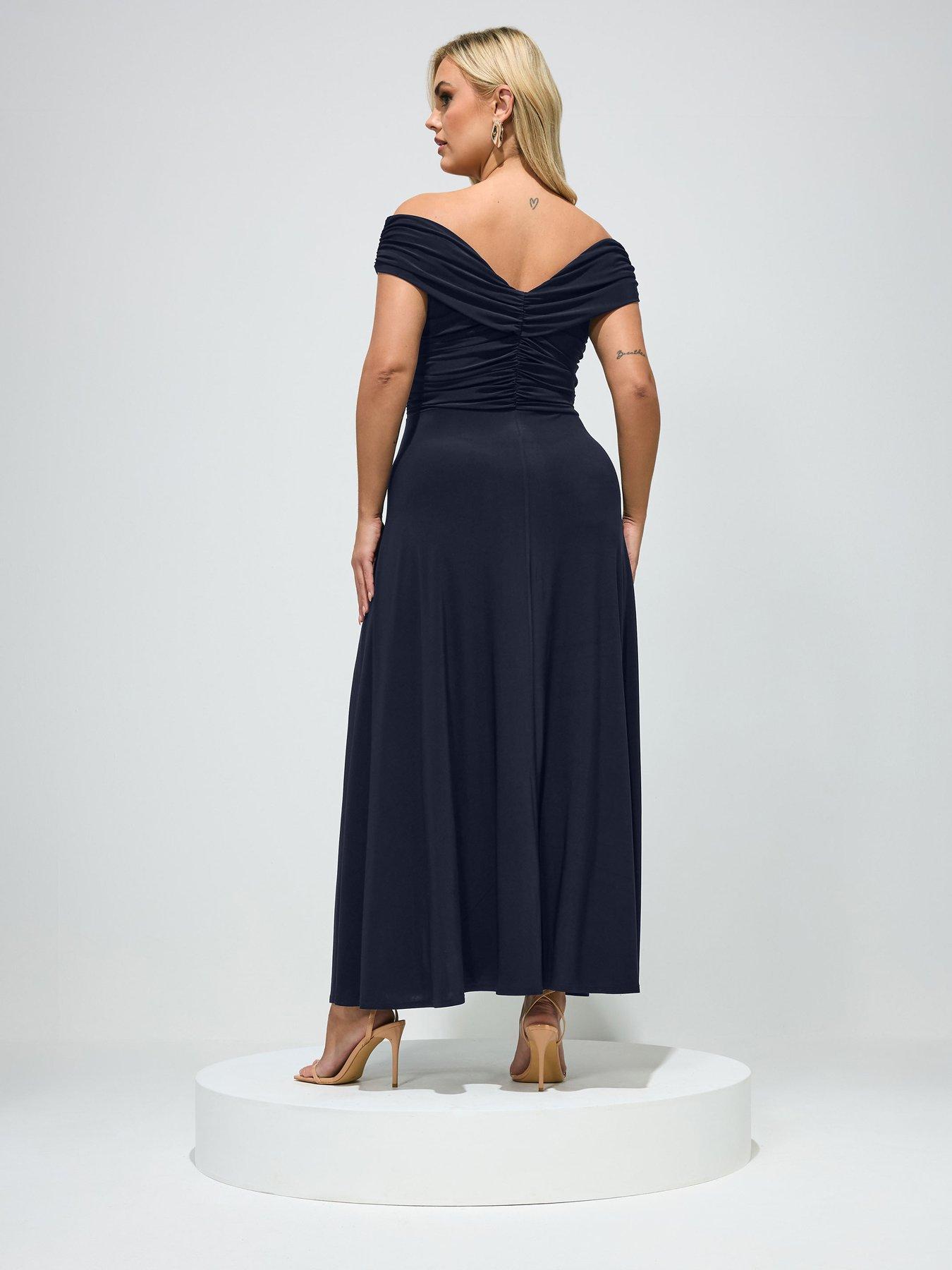 Image 2 of 5 of Yours Curve Maxi Gathered Bardot Dress