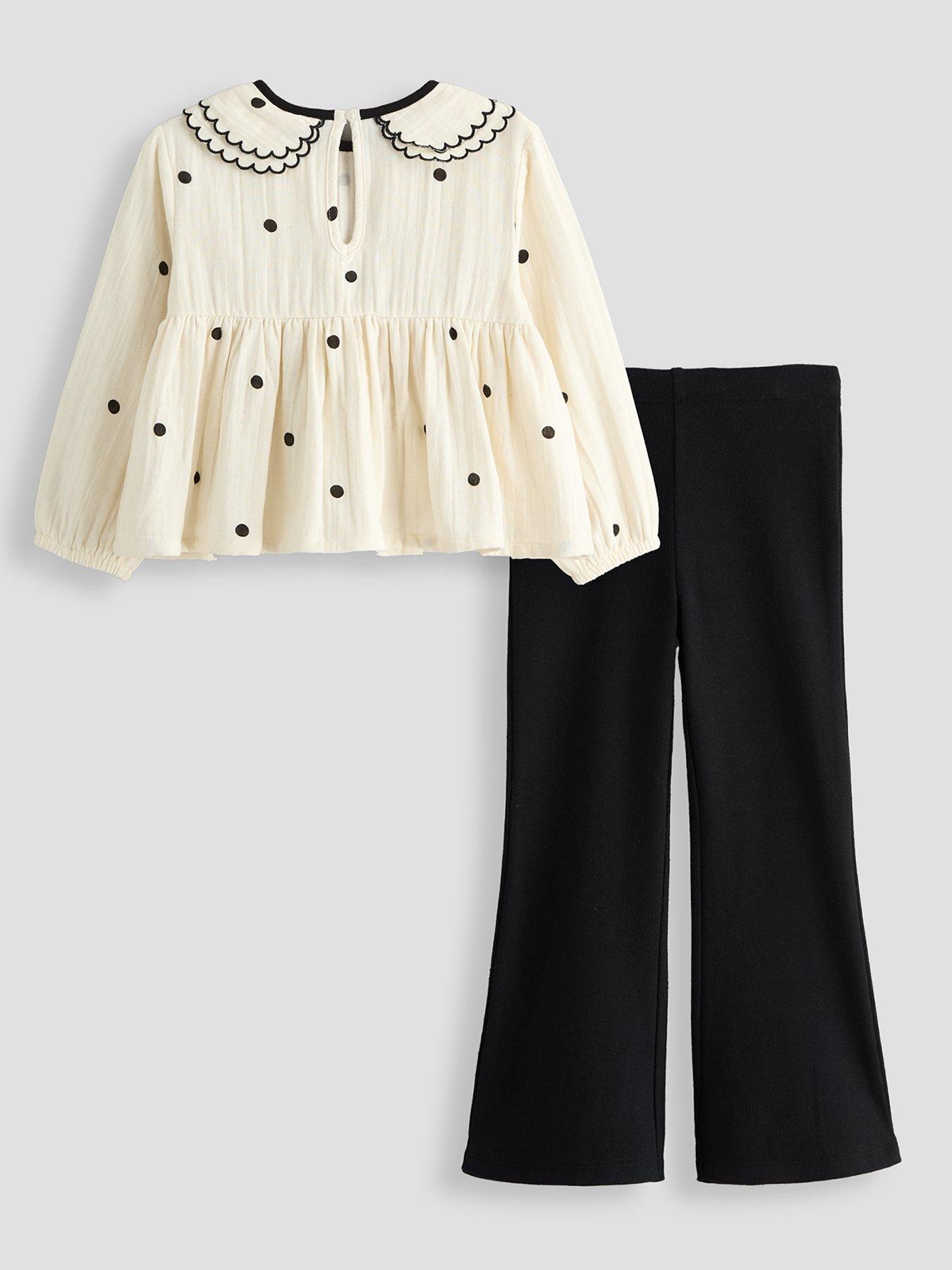 Image 2 of 4 of The Very Collection Girls Polka Dot Collar Blouse And Flare Rib Legging Set (9 months - 7 years) - Multi