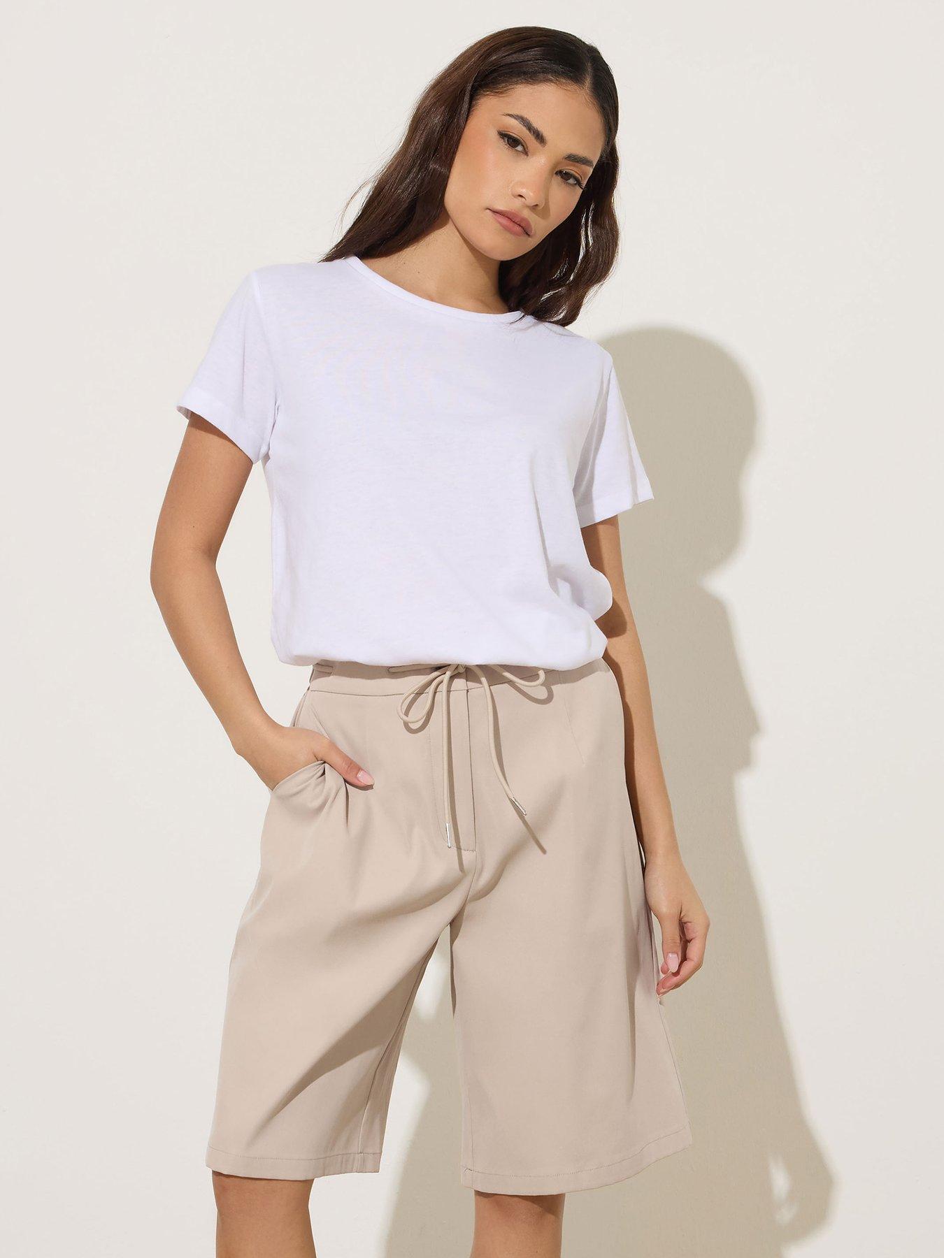 PixieGirl Petite Drawstring Jorts - Cream