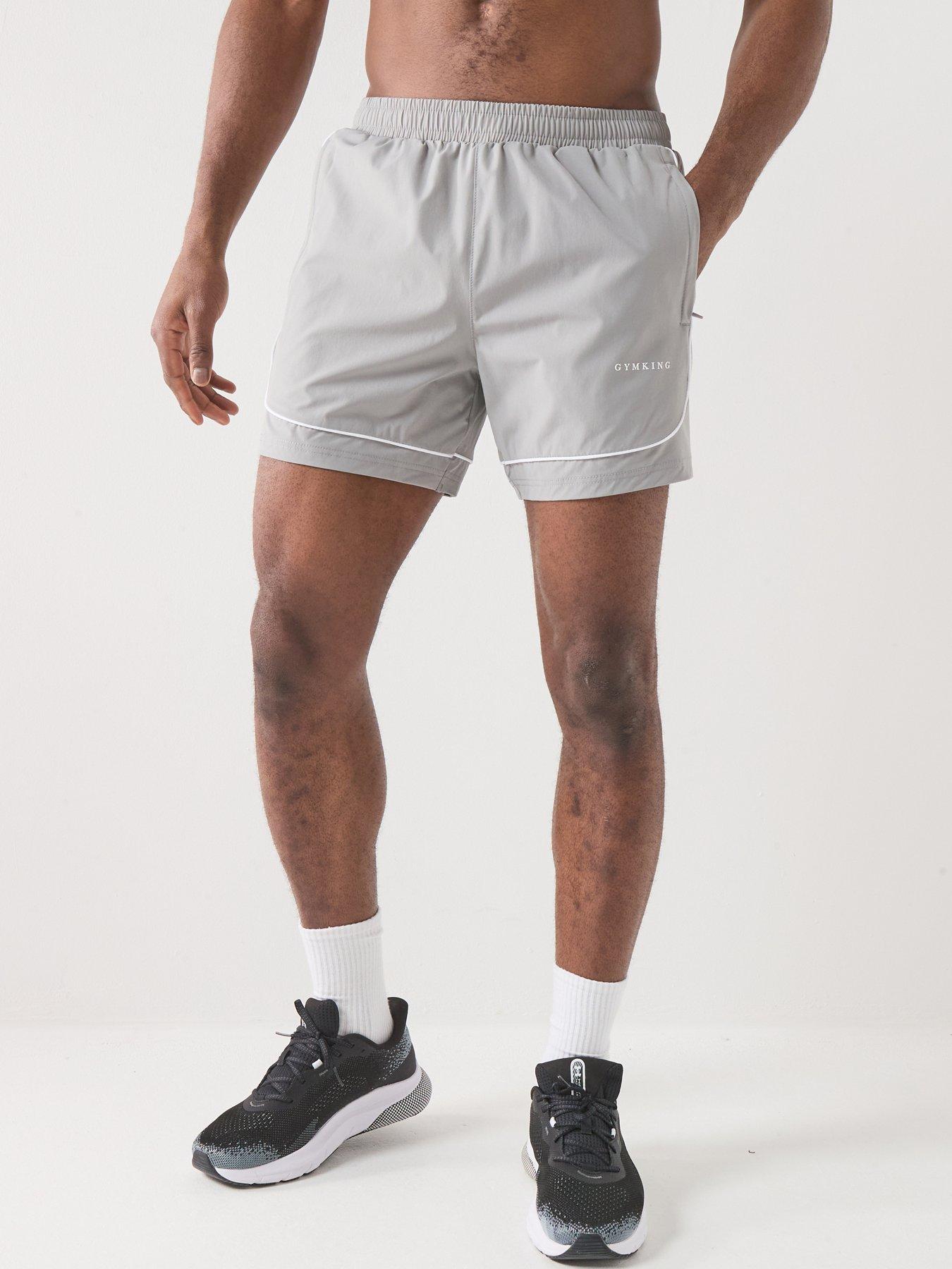 Gym King Mens Core Piped Training Shorts, Grey, Size 2Xl, Men