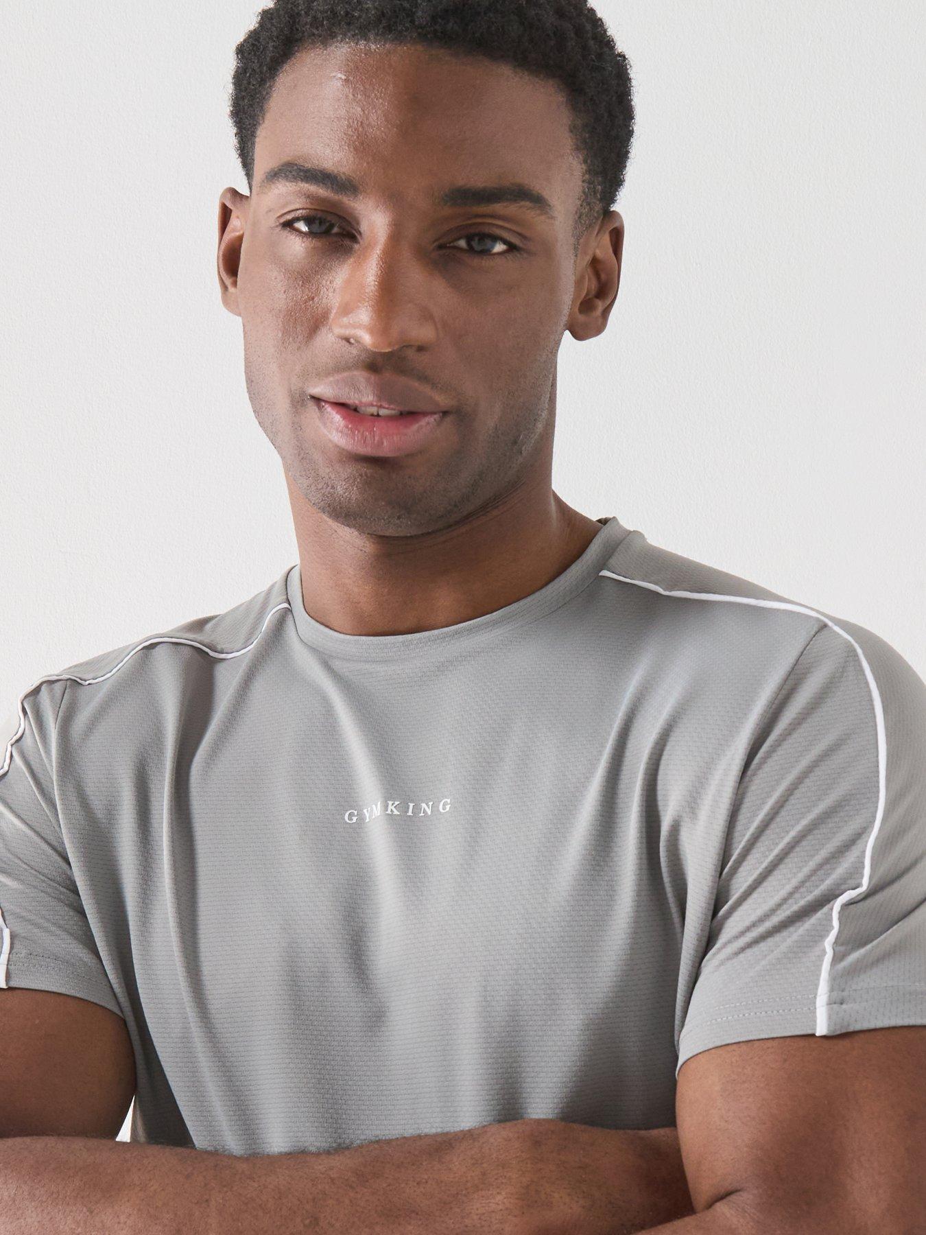 Image 4 of 4 of Gym King Mens Core Piped T-Shirt - Grey