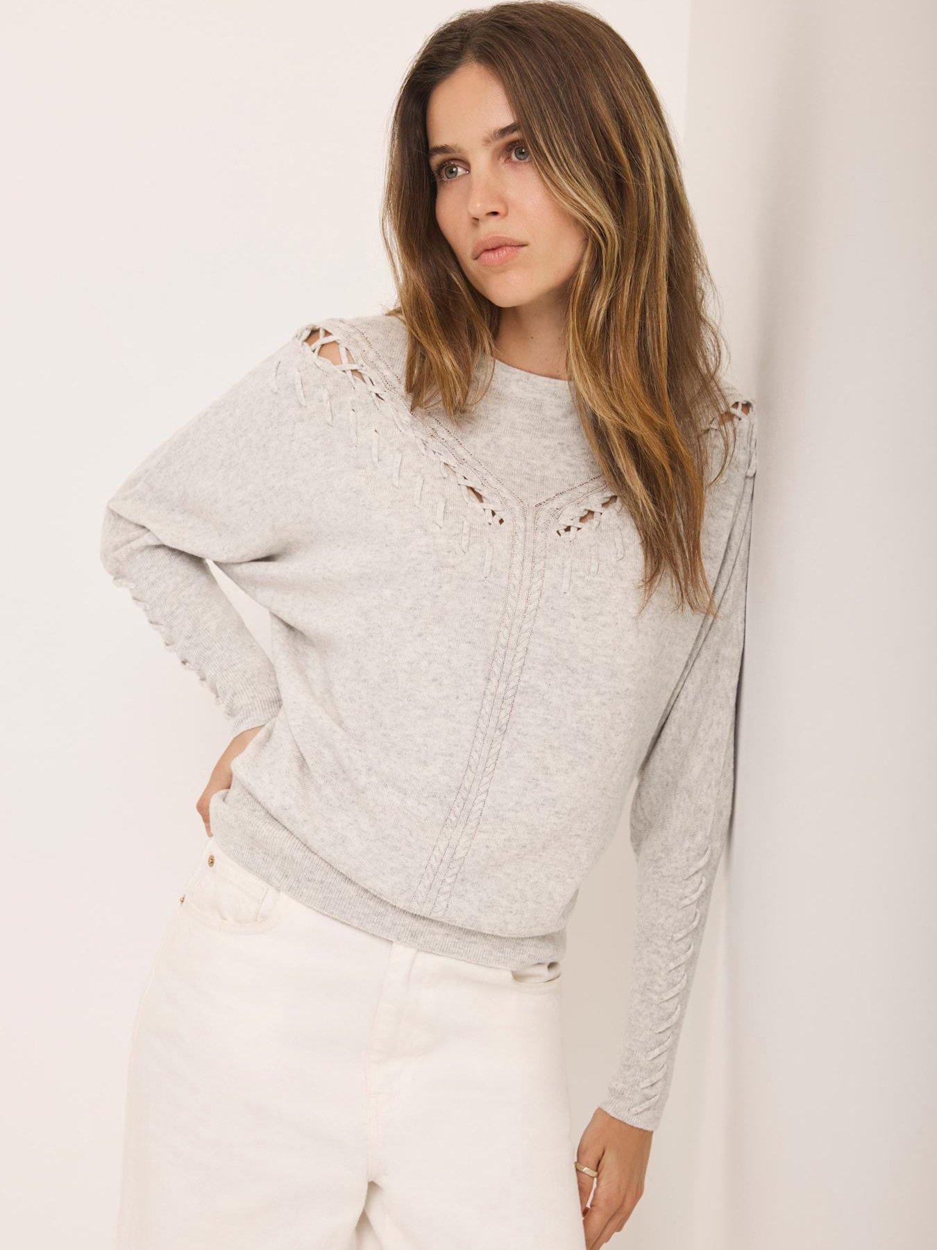 Mint Velvet Batwing Whipstitch Jumper - Grey