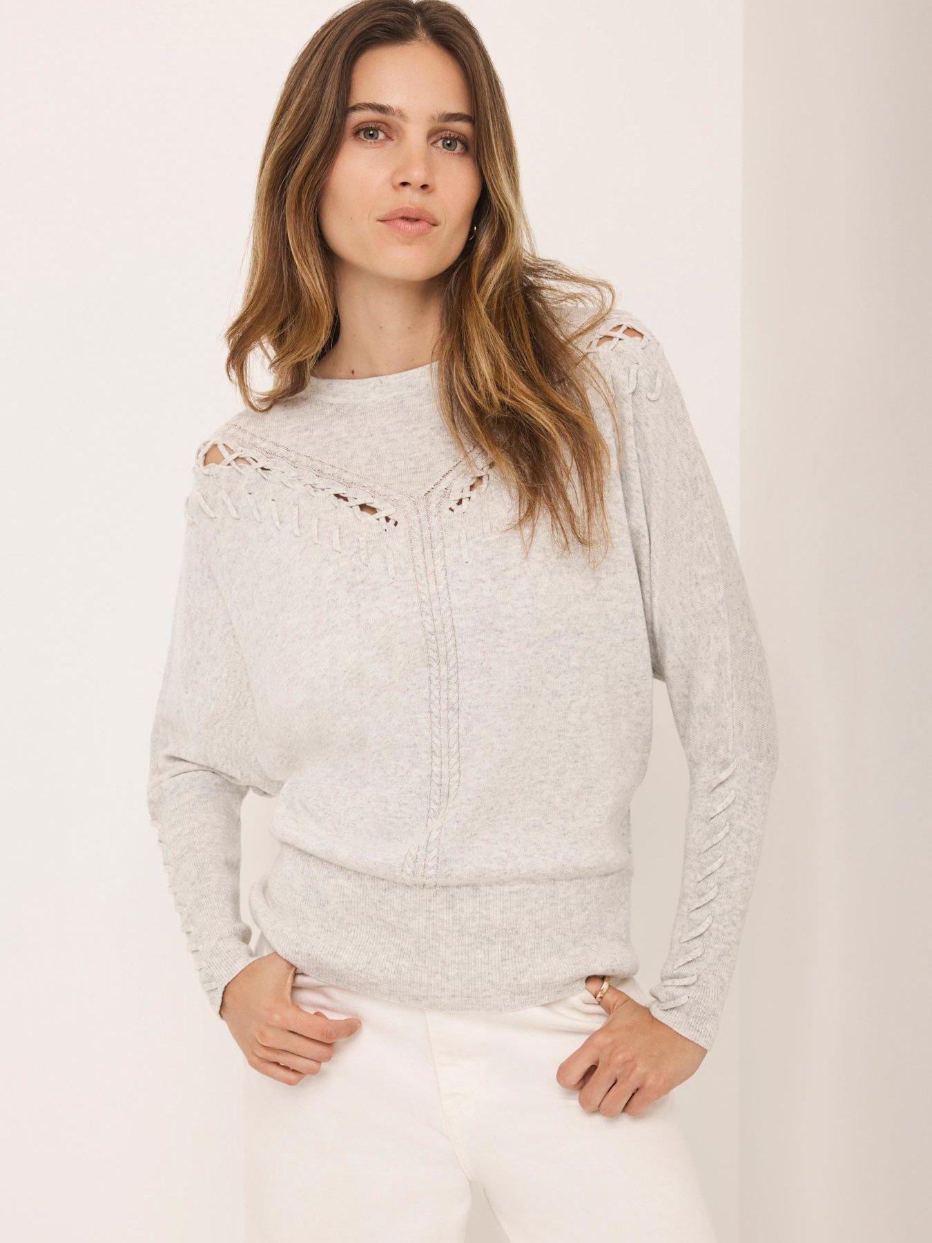 Image 2 of 5 of Mint Velvet Batwing Whipstitch Jumper - Grey