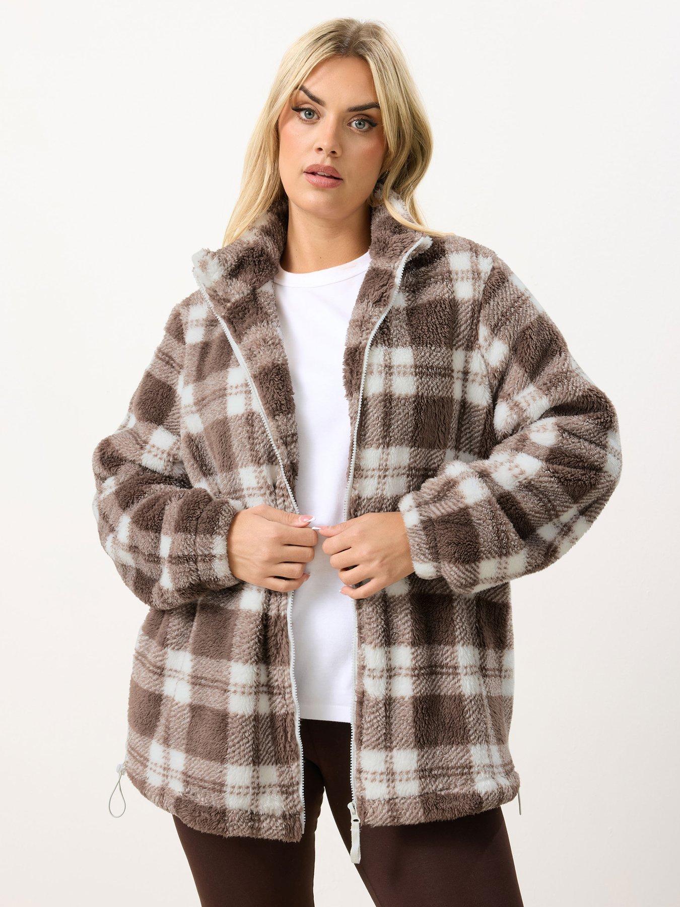 Yours Curve Zip Through Check Fleece