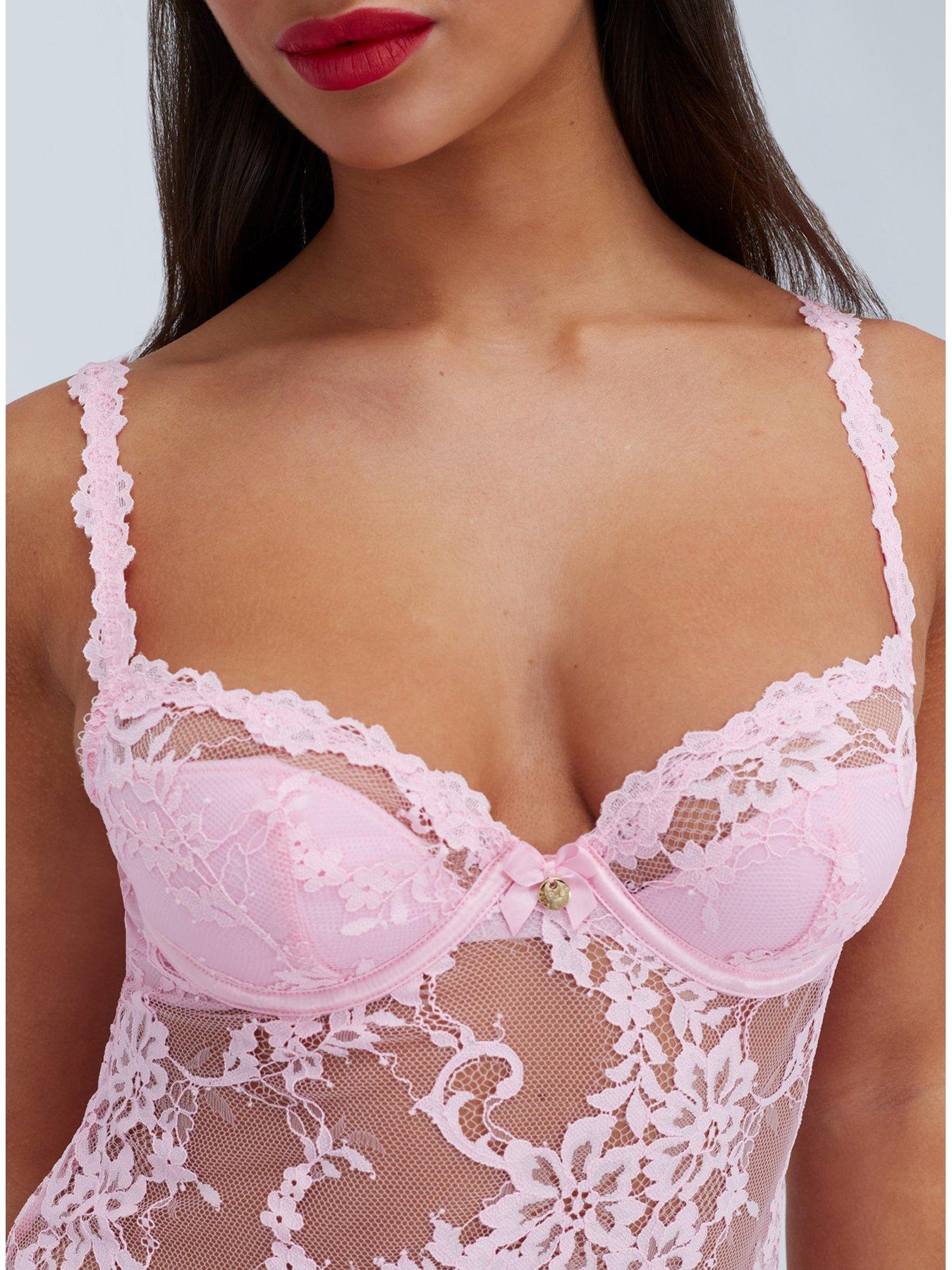 Image 5 of 5 of Boux Avenue Suzette Lace Chemise &amp; Knickers - Light Pink
