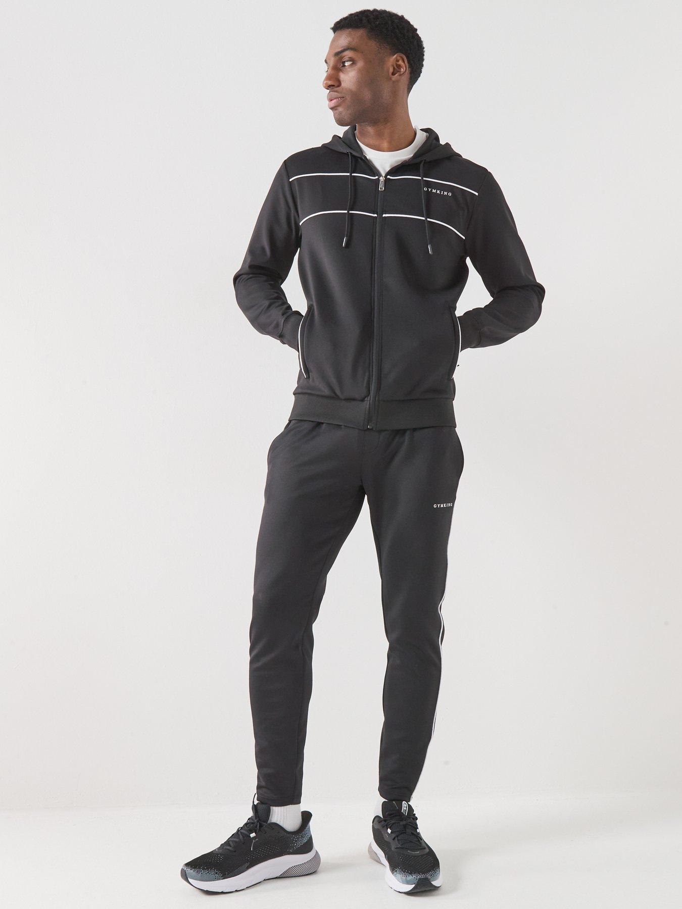 Image 3 of 5 of Gym King Mens Core Piped Tapered Leg Track Pants - Black