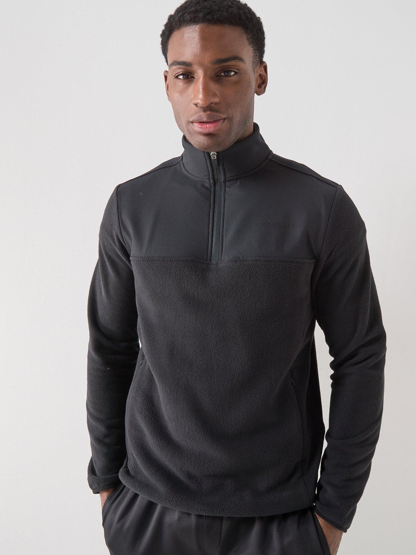 Gym King Mens 1/4 Zip Polar Fleece Top - Black