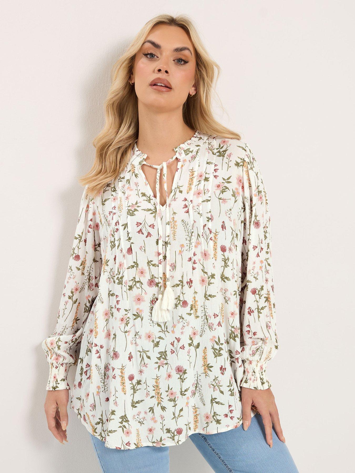 Yours Curve Embellished Gypsy Blouse - White
