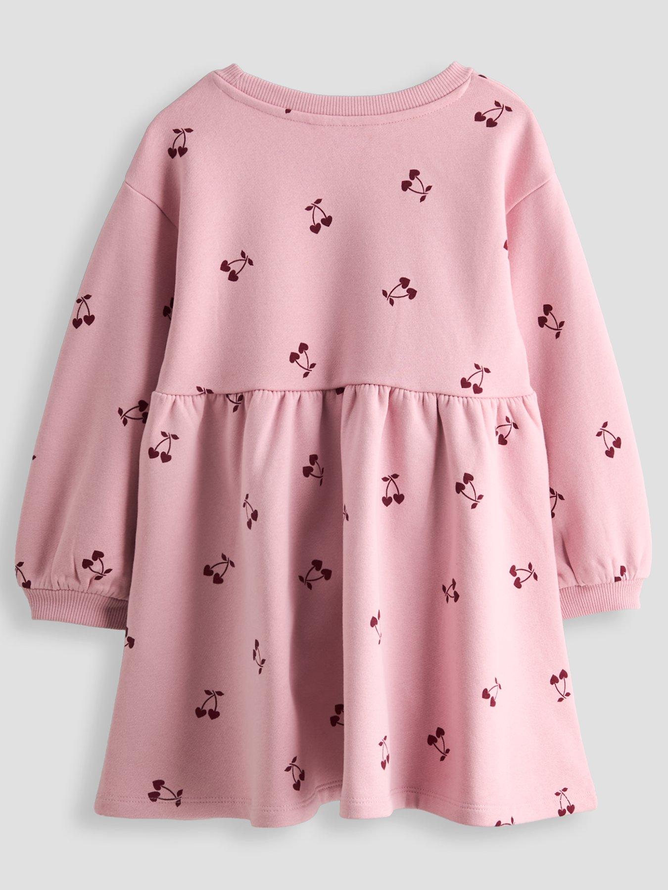 Image 2 of 6 of The Very Collection Girls Cherry Print Sweatshirt Dress (9-12 months - 6-7 years) - Light Pink