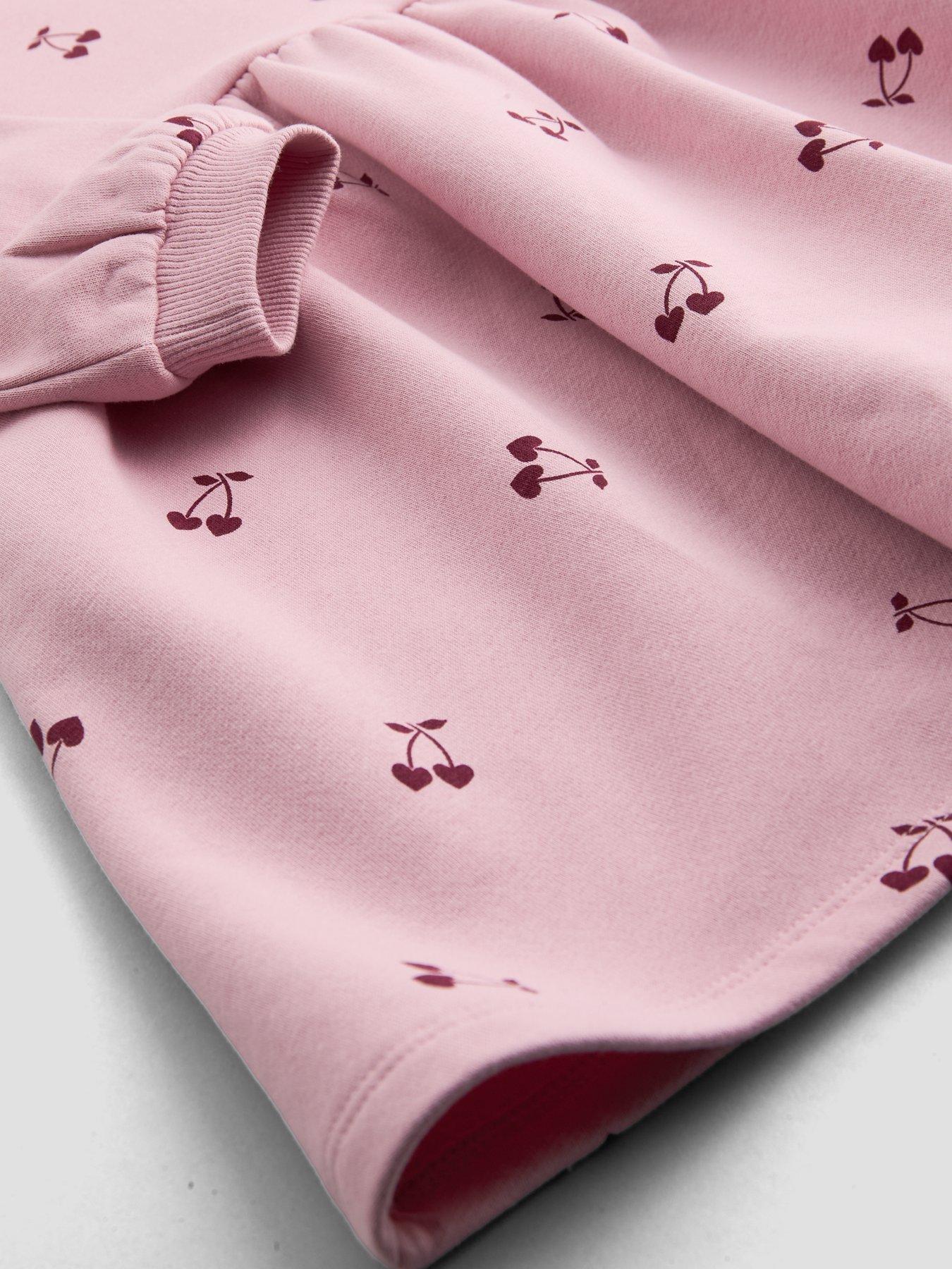 Image 4 of 6 of The Very Collection Girls Cherry Print Sweatshirt Dress (9-12 months - 6-7 years) - Light Pink