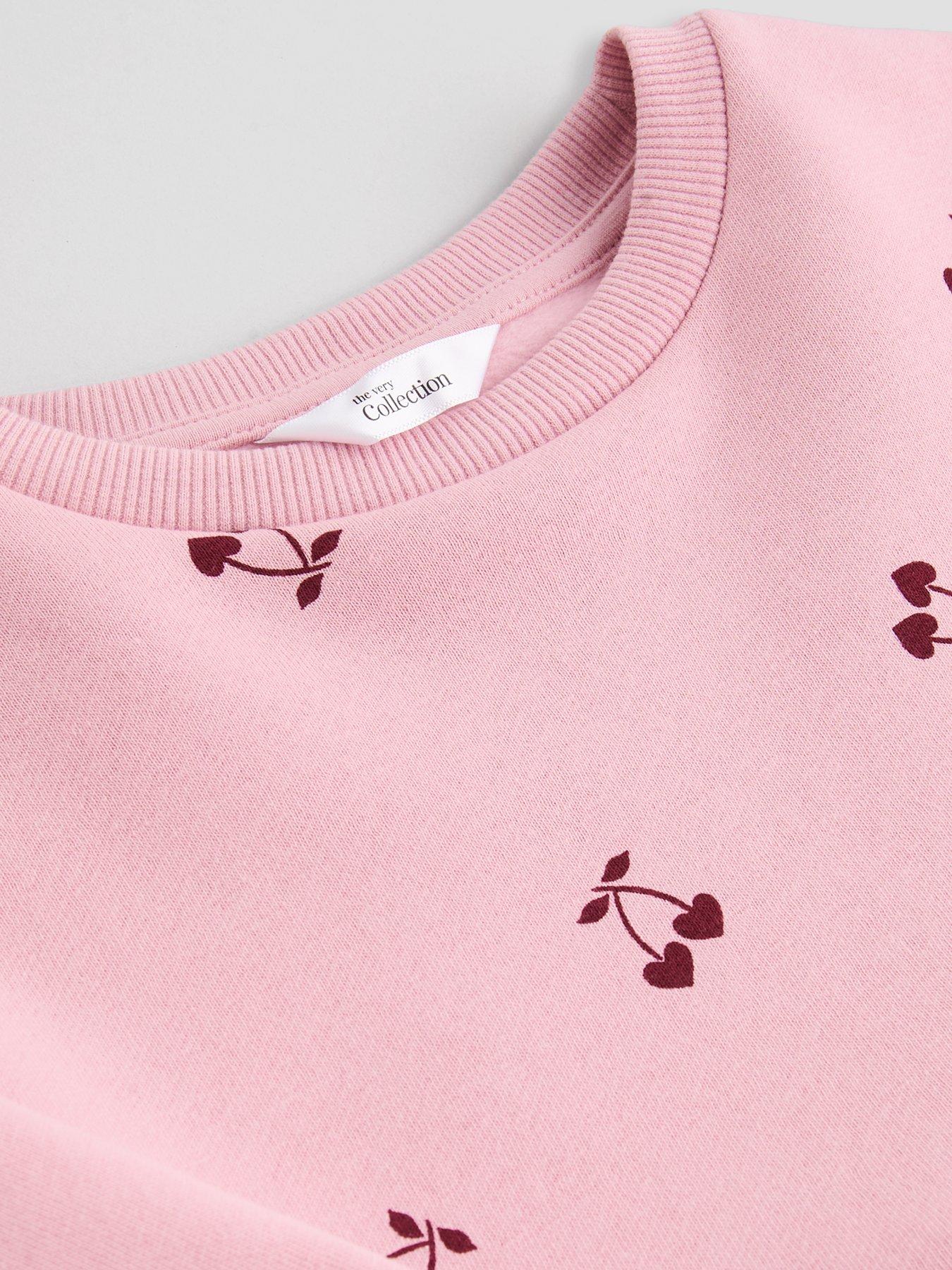 Image 5 of 6 of The Very Collection Girls Cherry Print Sweatshirt Dress (9-12 months - 6-7 years) - Light Pink