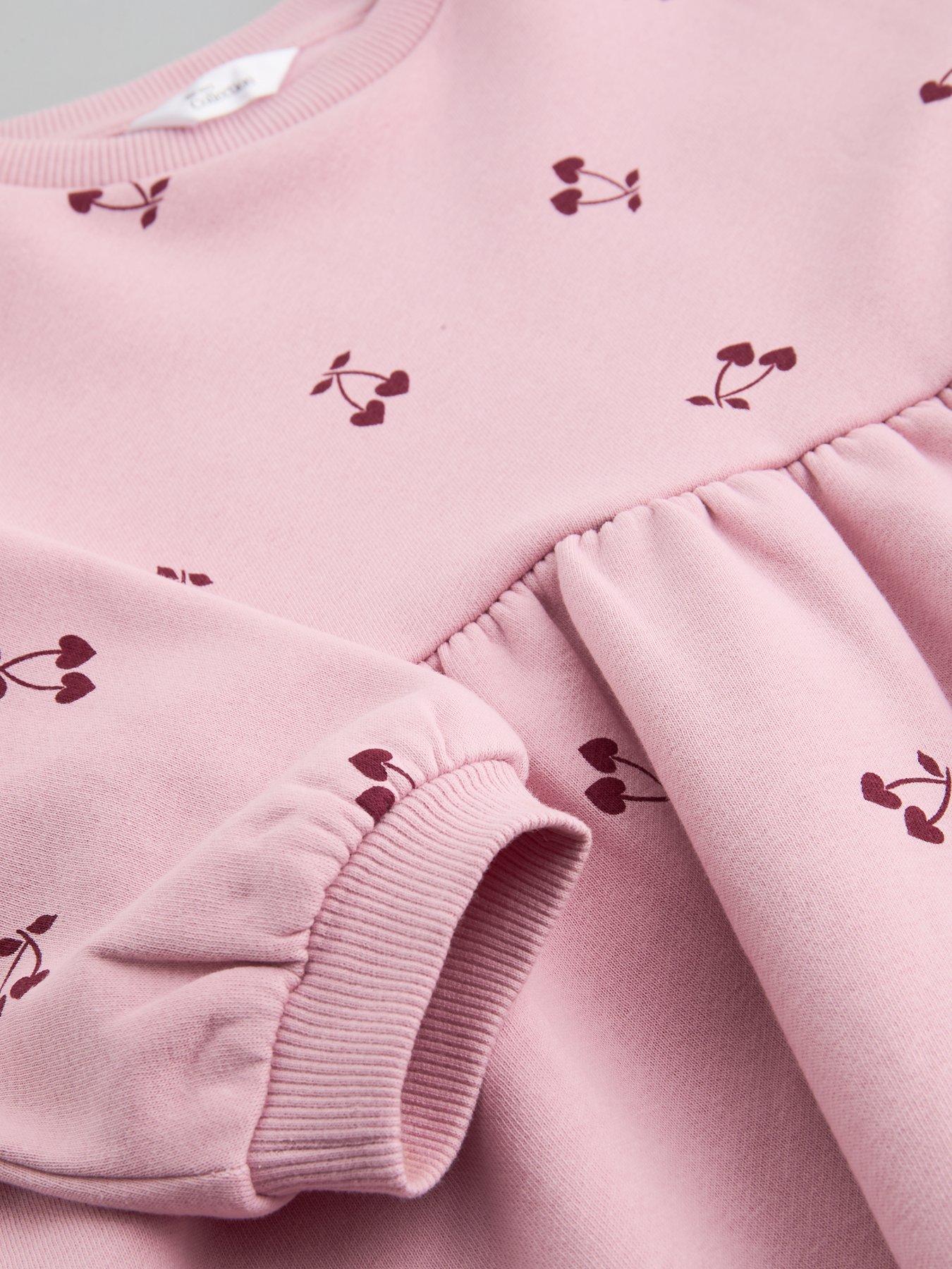 Image 6 of 6 of The Very Collection Girls Cherry Print Sweatshirt Dress (9-12 months - 6-7 years) - Light Pink