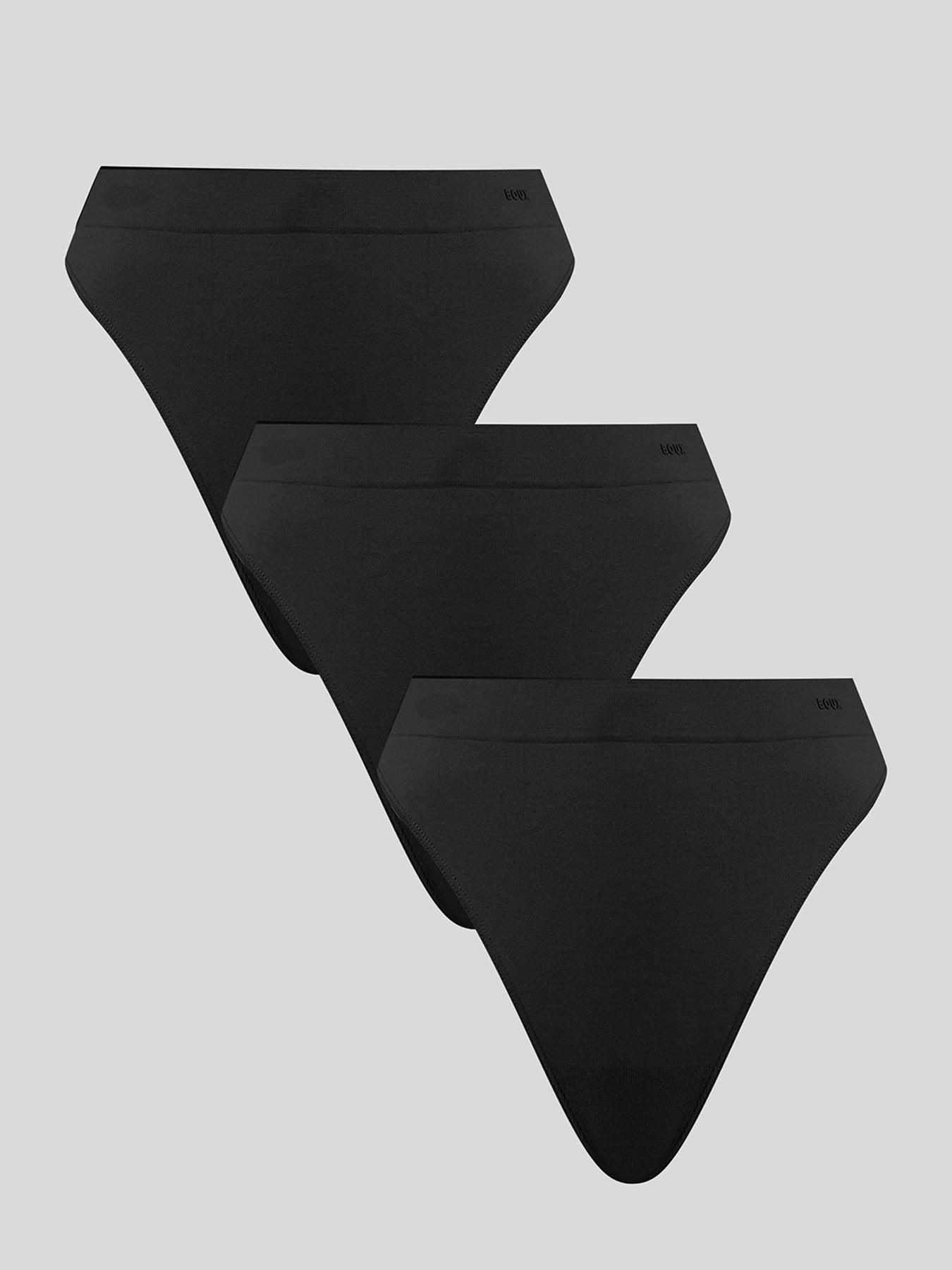 Boux Avenue Seamfree High Leg Thongs 3 Pack - Black