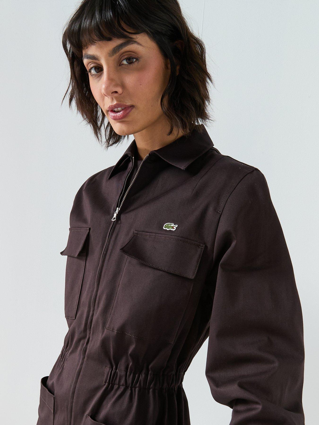 Image 4 of 6 of Lacoste Long Sleeve Playsuit - Brown