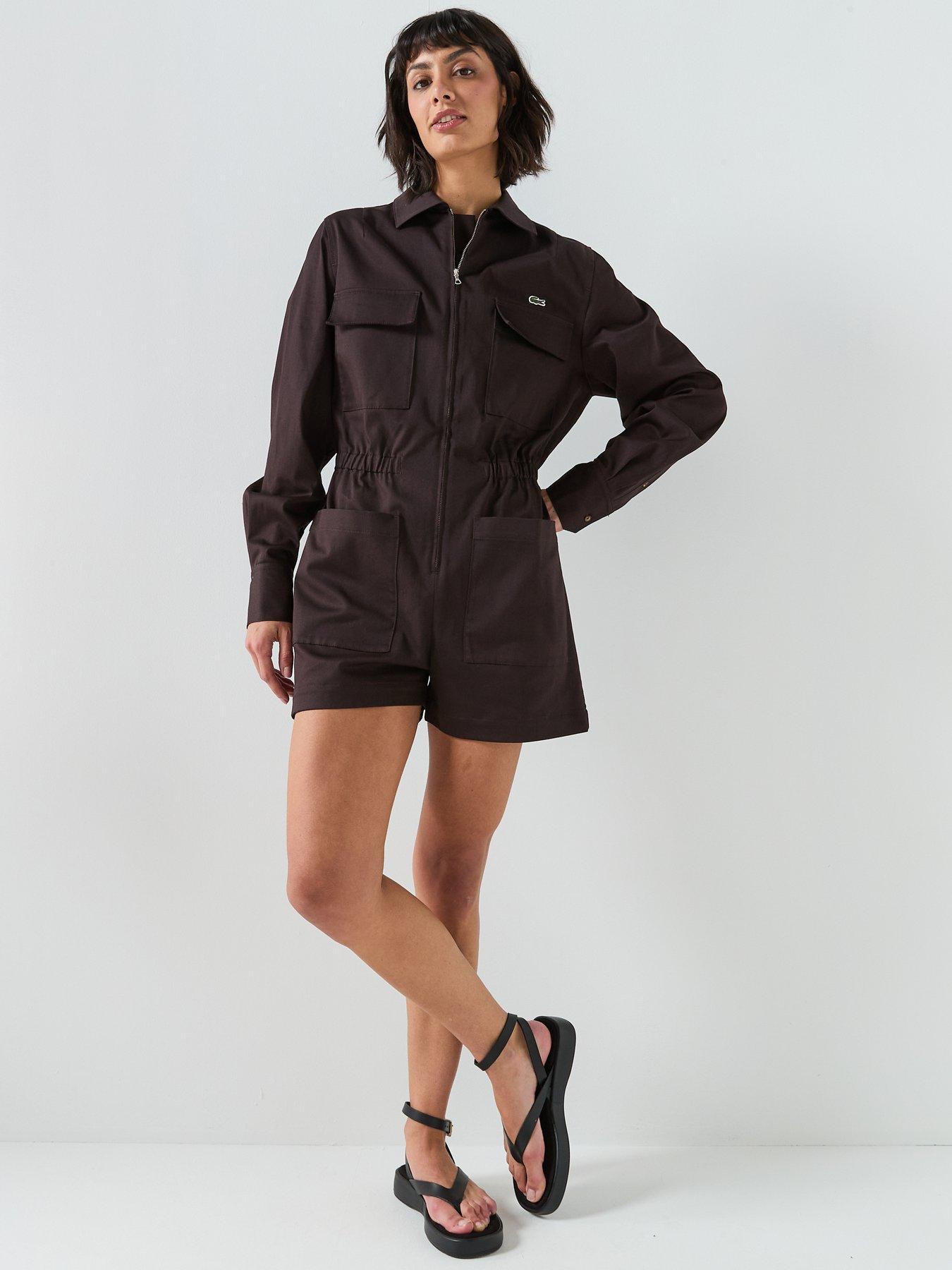 Image 6 of 6 of Lacoste Long Sleeve Playsuit - Brown
